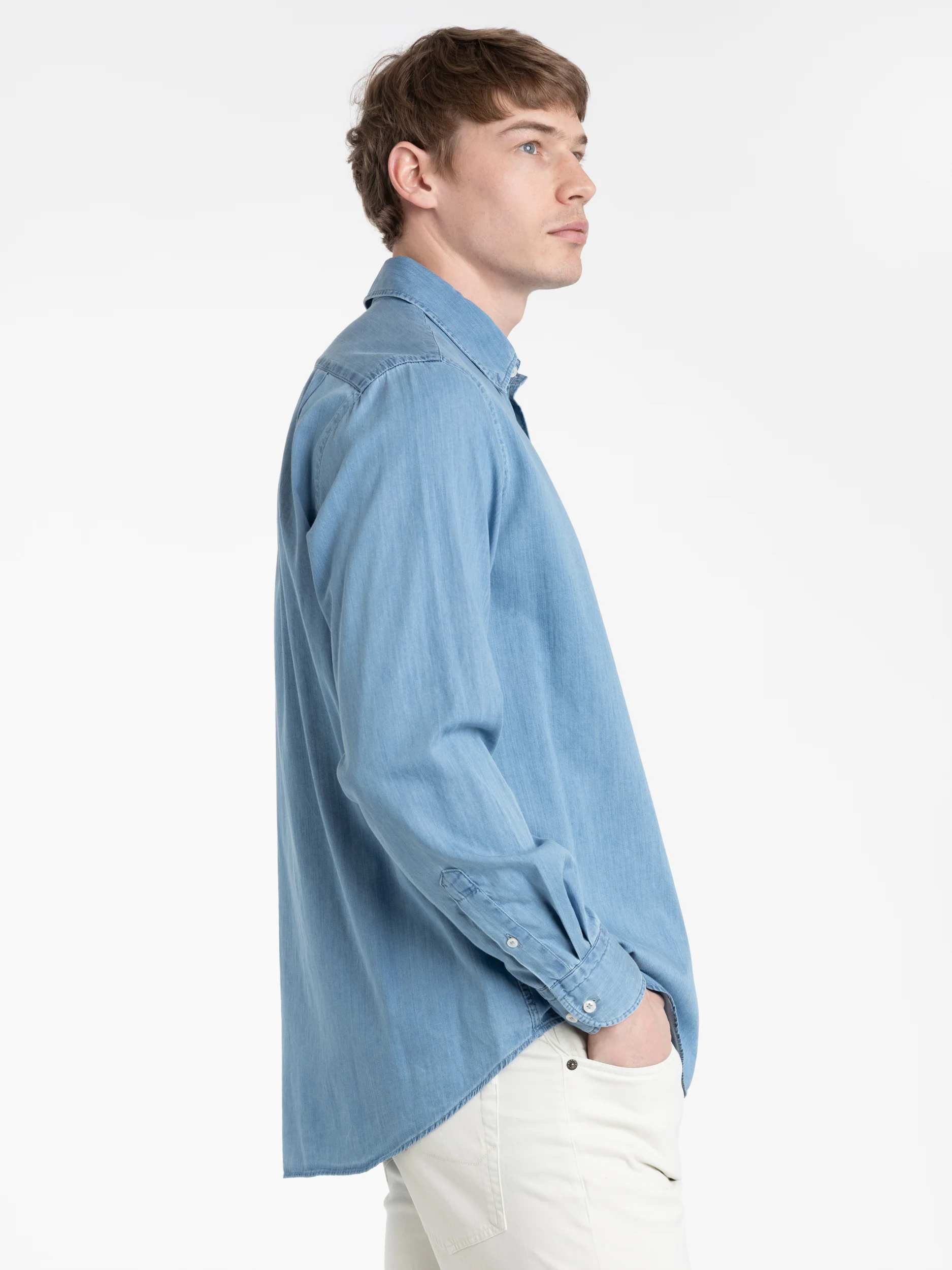 Azzurro Blue Denim Shirt - Image 3