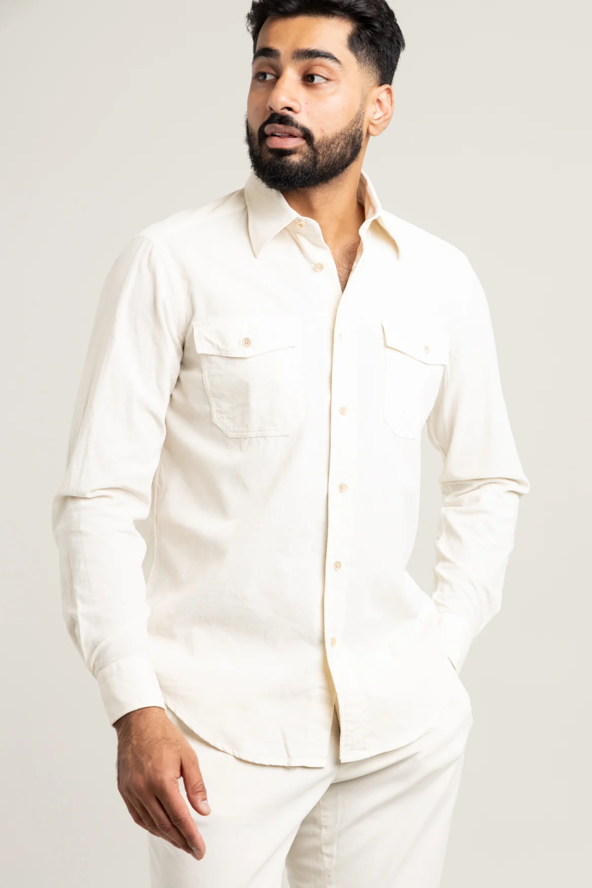 Beige Cotton Western Shirt - Image 3