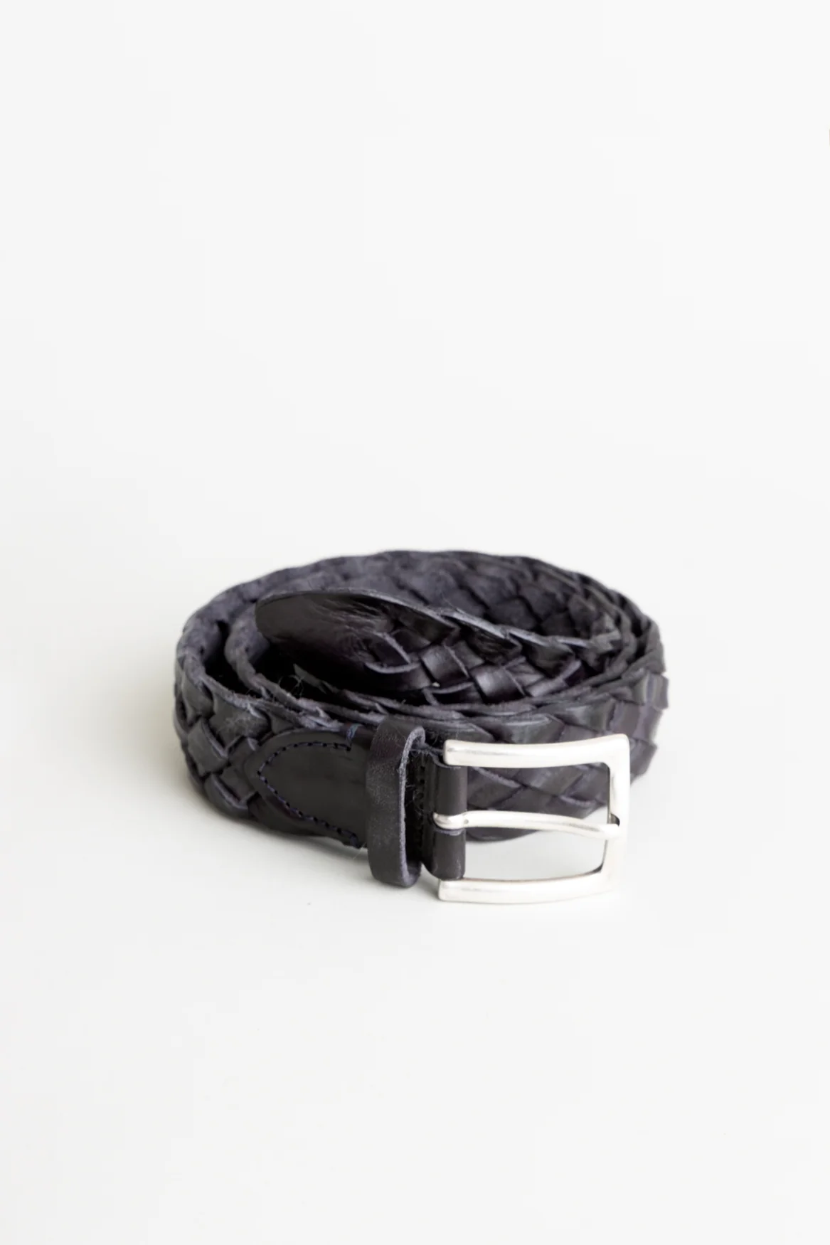 Black Braided Leather Belt