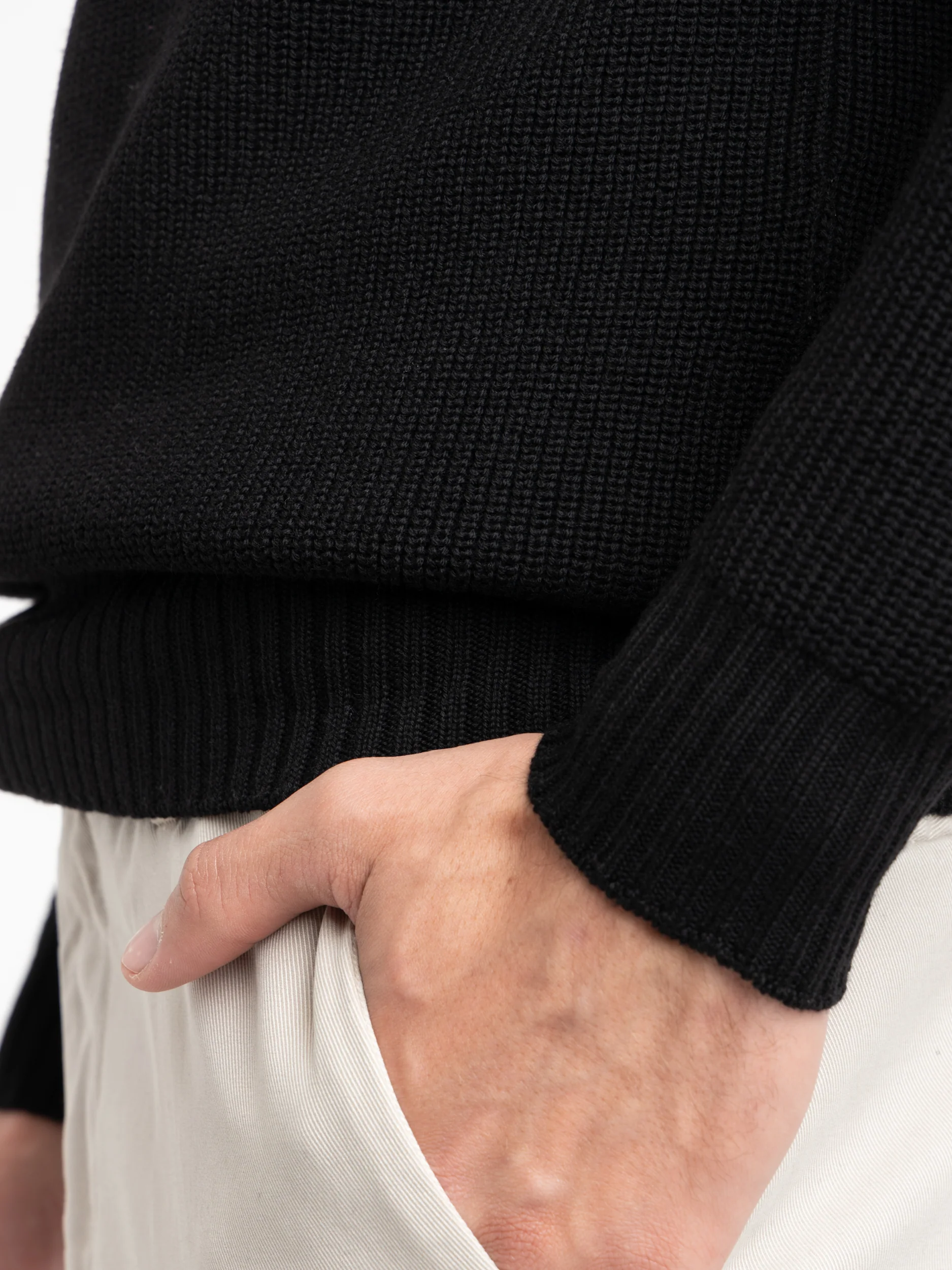 Black Ribbed Quarter Zip Sweater - Image 6