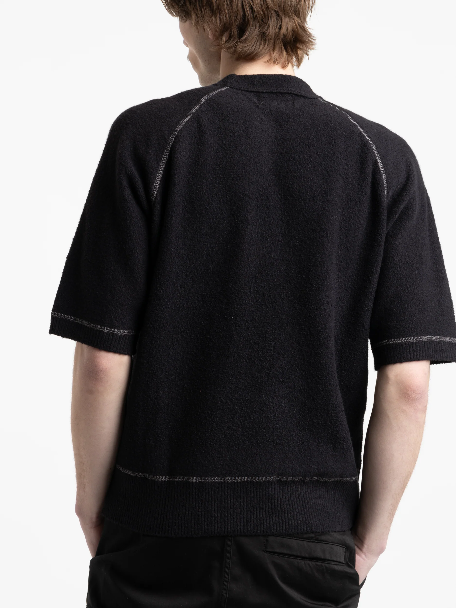 Black Textured Short Sleeve Crewneck - Image 4