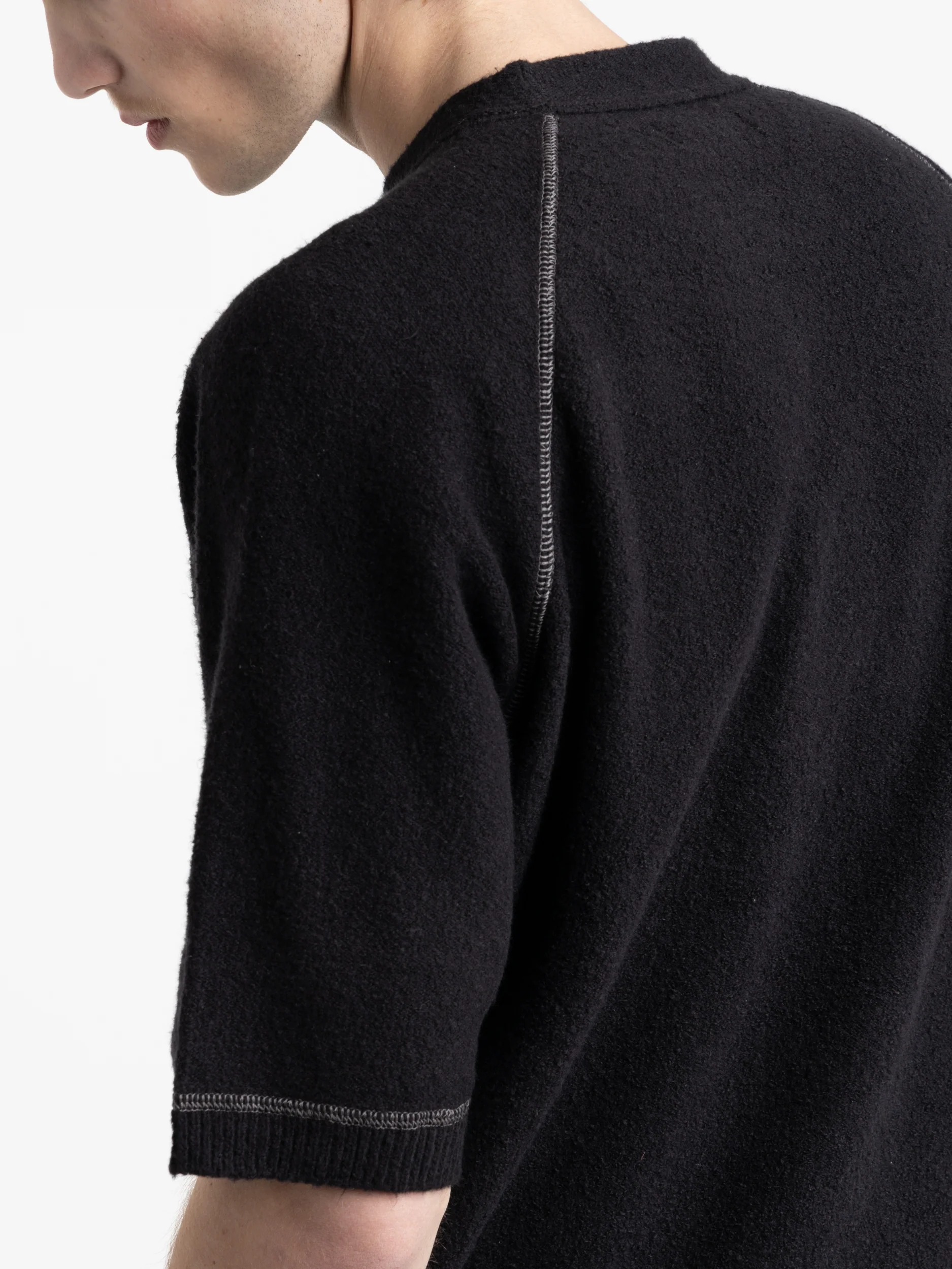 Black Textured Short Sleeve Crewneck - Image 5