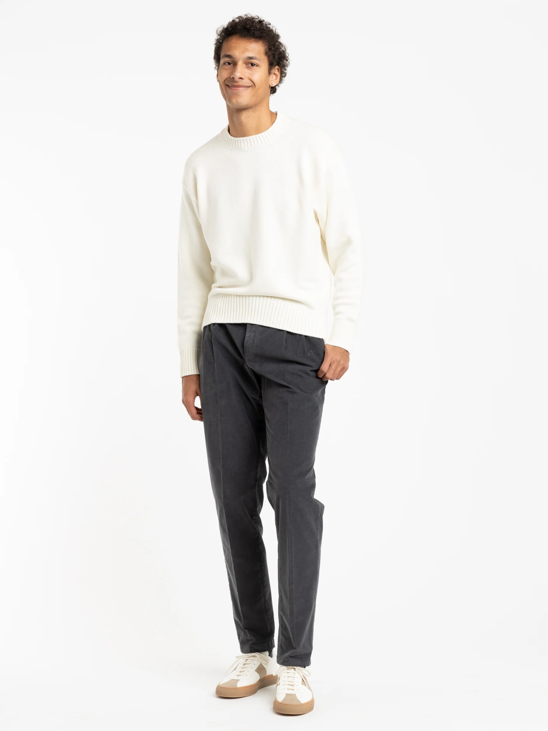 Blue Cotton Velvet Trousers - Image 2