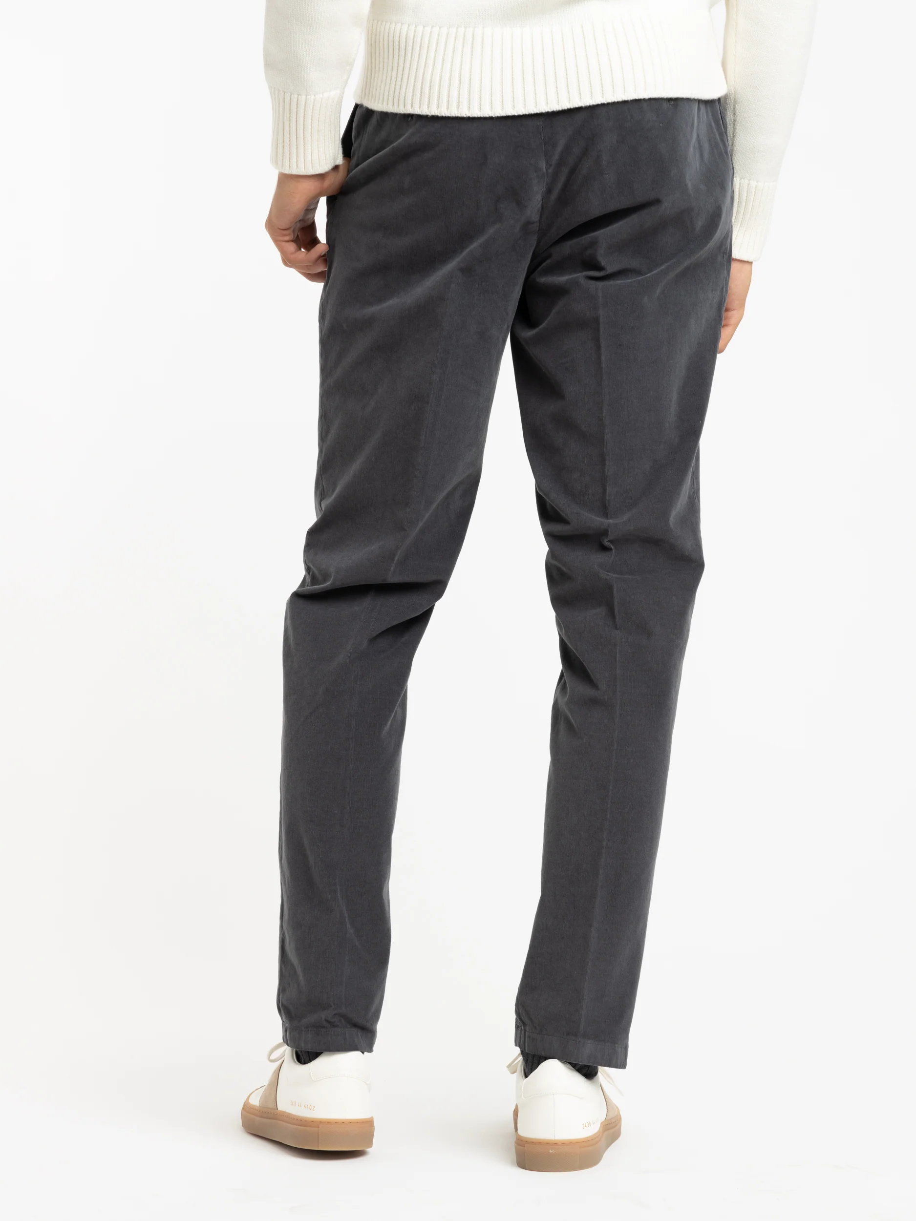 Blue Cotton Velvet Trousers - Image 4