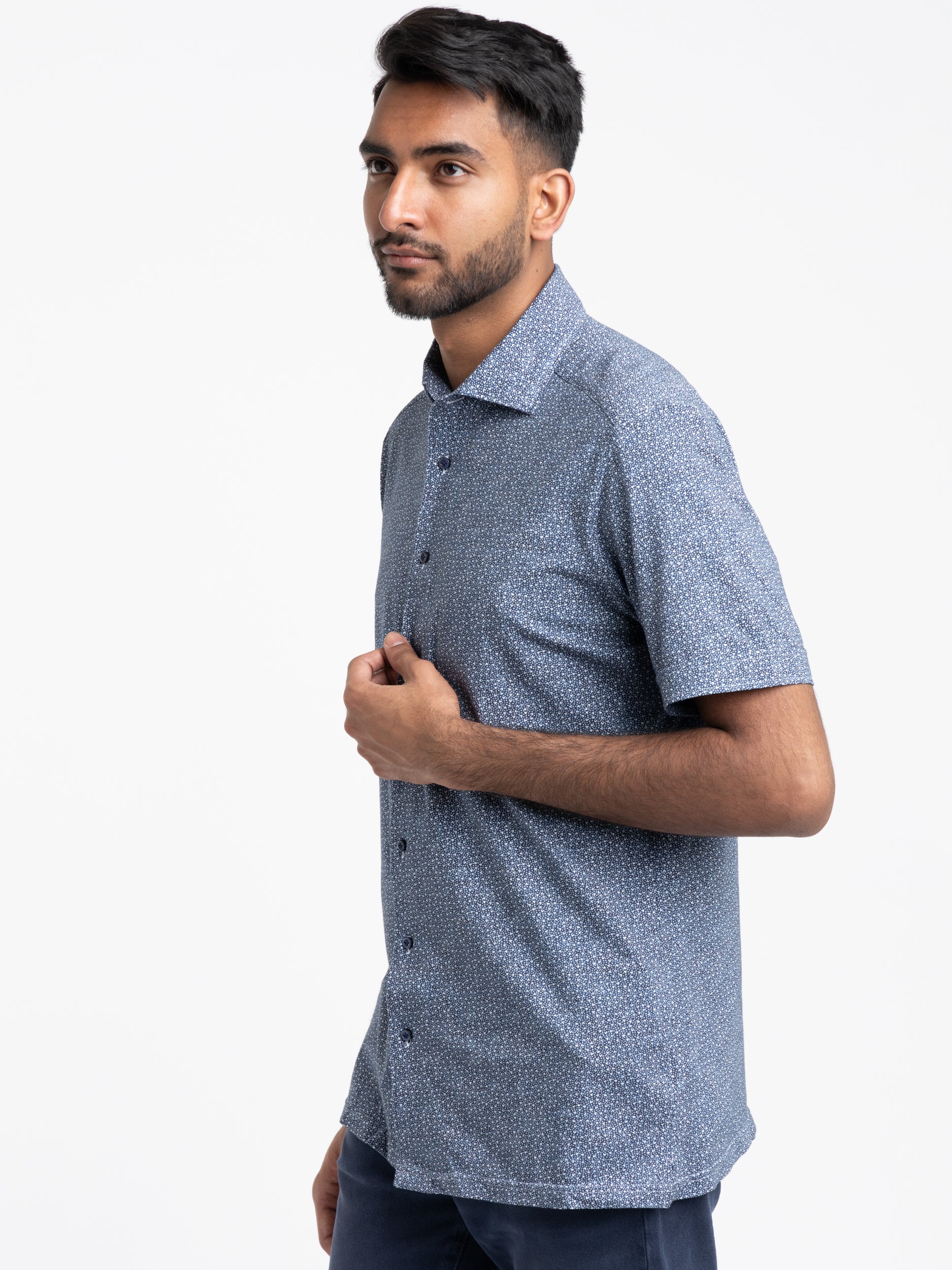 Blue Dotted Short Sleeve Shirt - Image 3