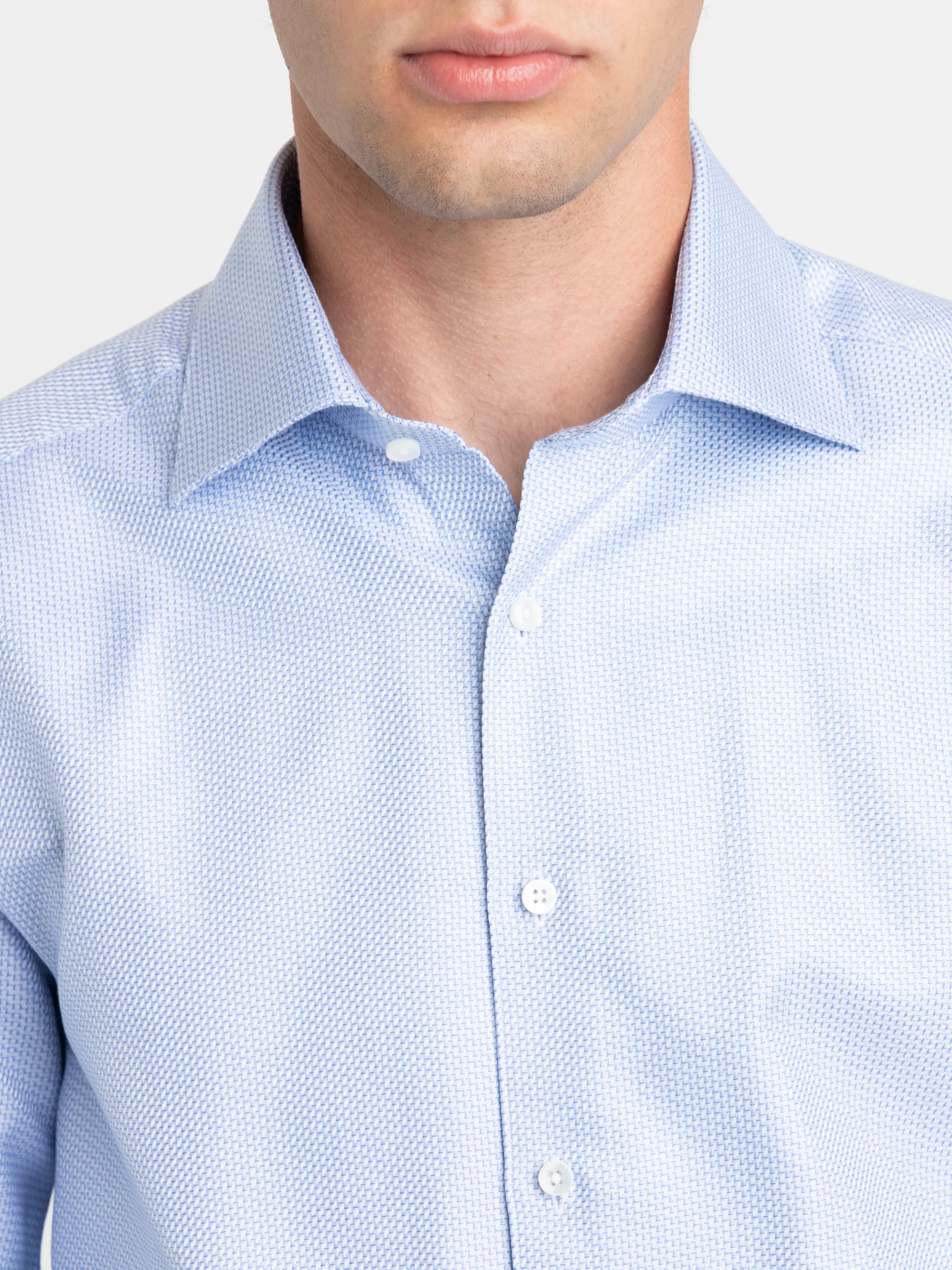Blue Micro Slimline Shirt - Image 4