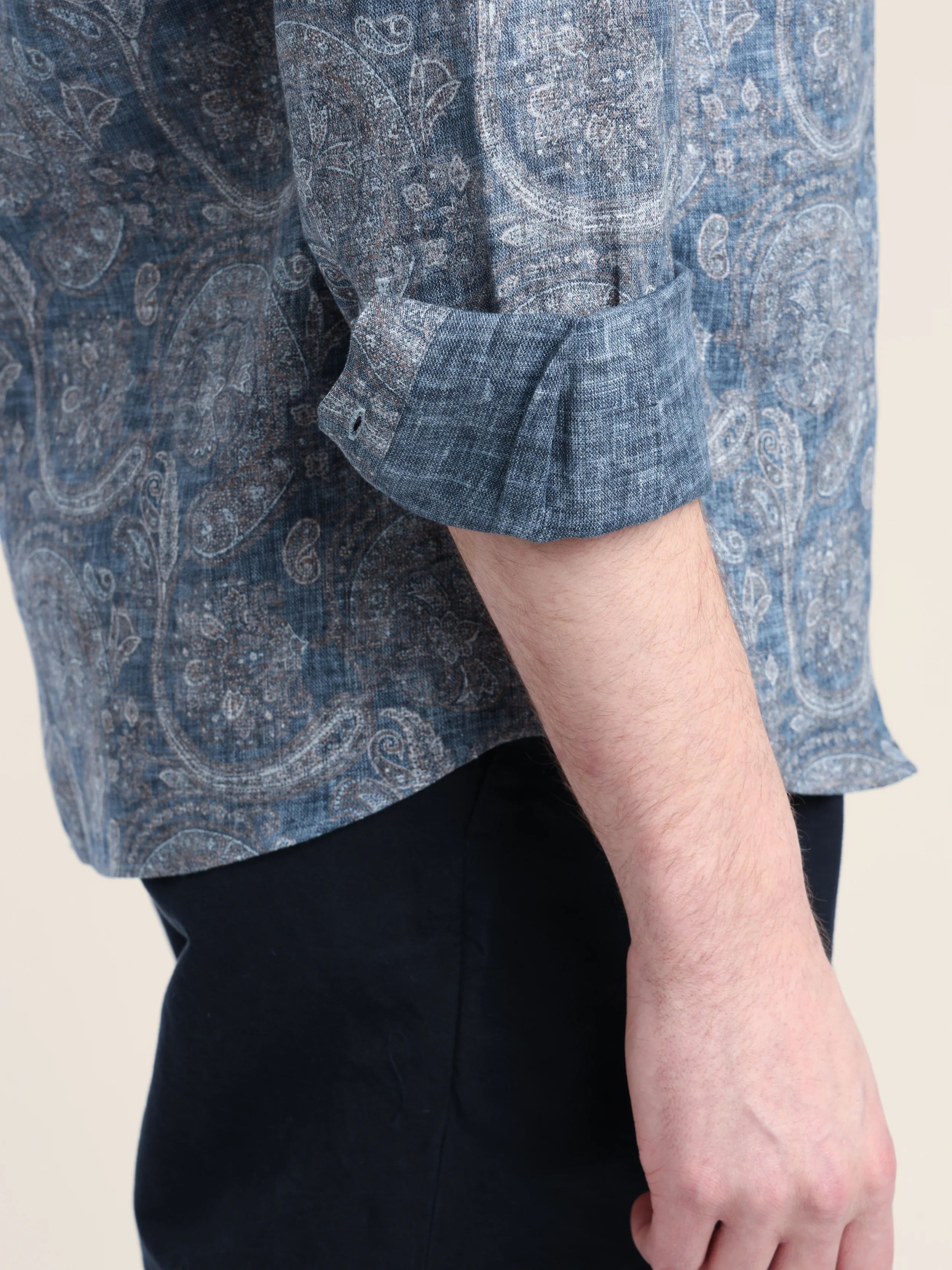 Blue Paisley Cotton Shirt - Image 7
