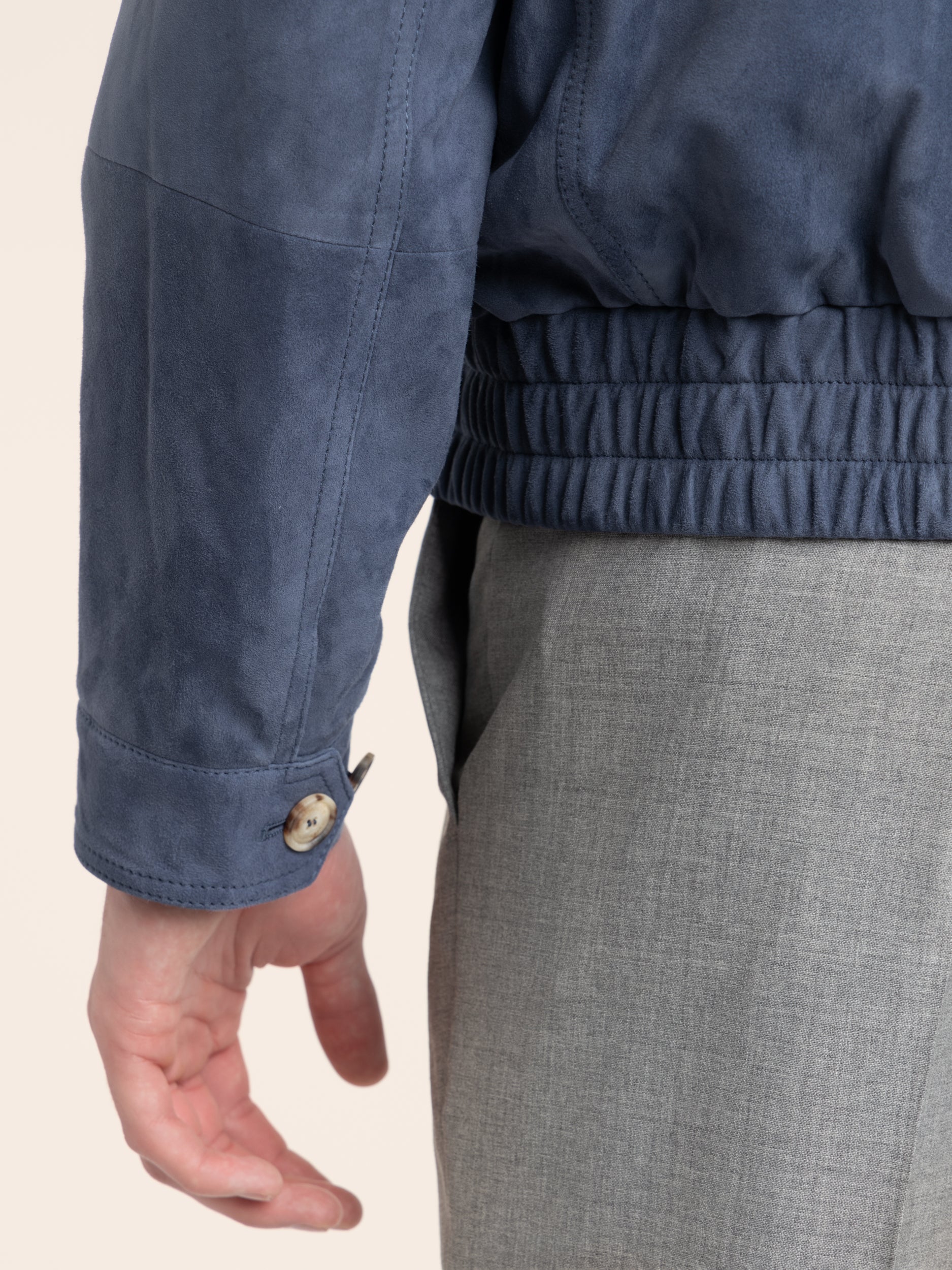 Blue Suede Bomber Jacket - Image 6
