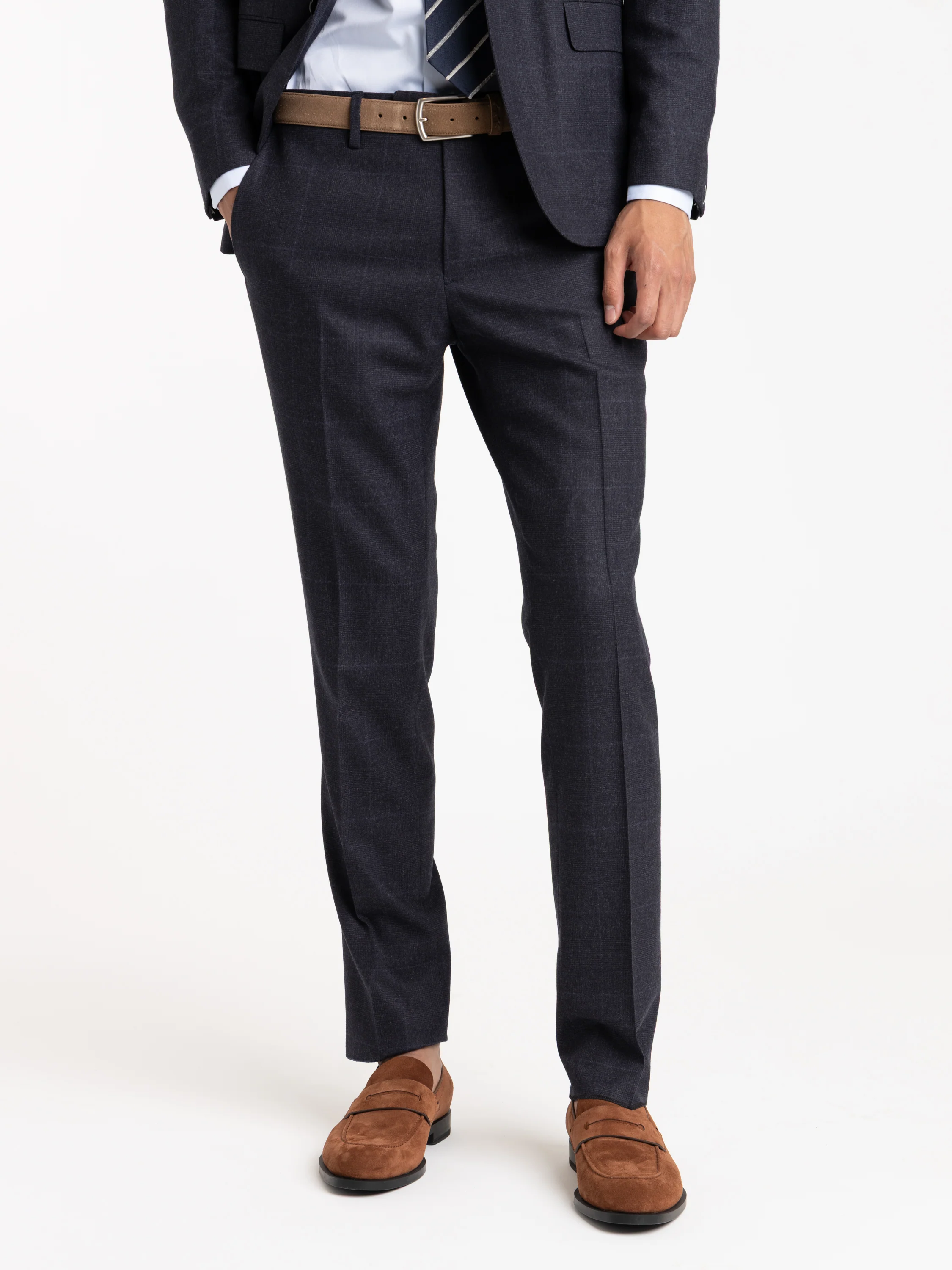 Navy Graph Check Deconstructed Flannel Wool Suit - Image 6