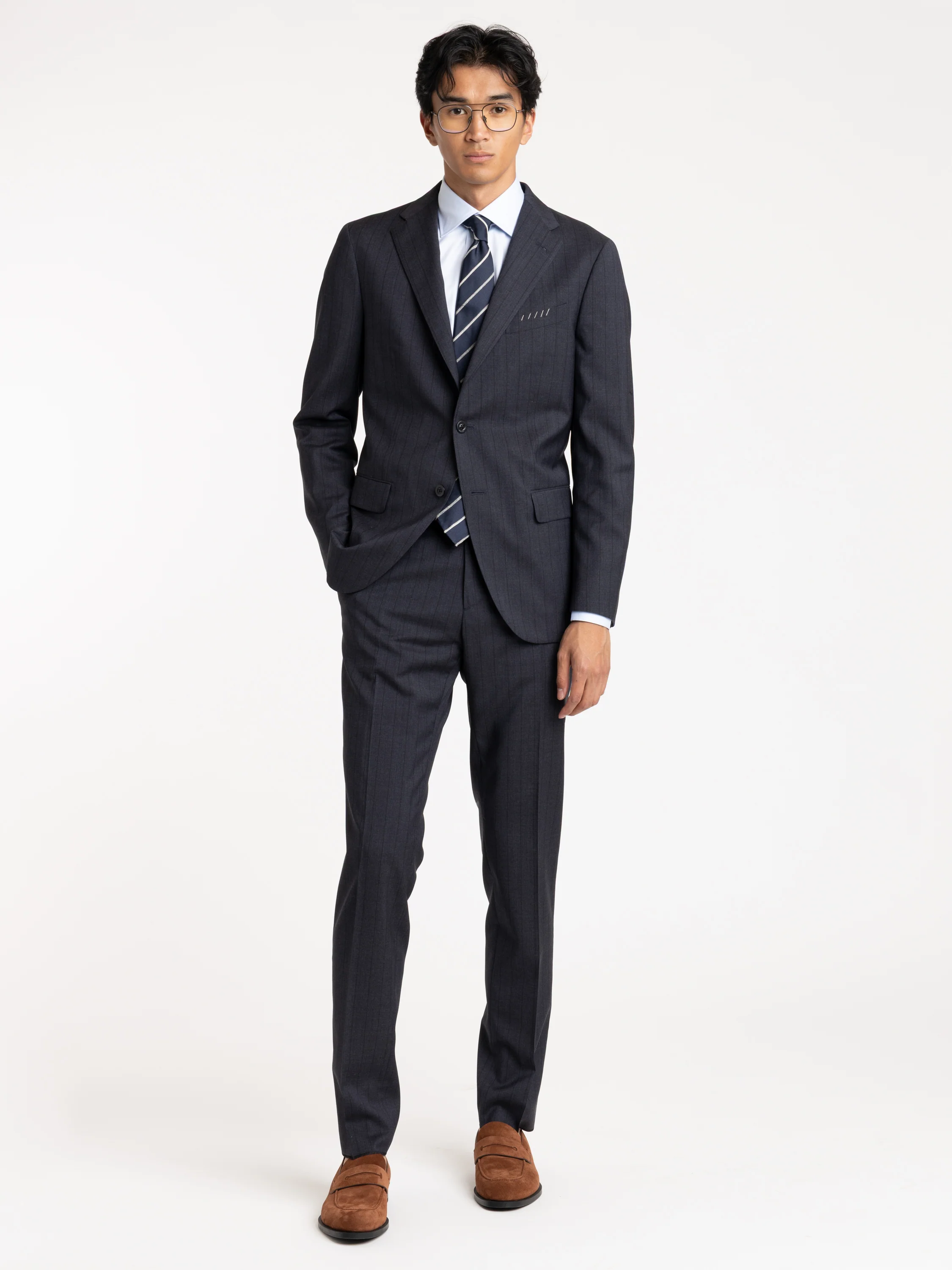 Black Stripe Navy Suit