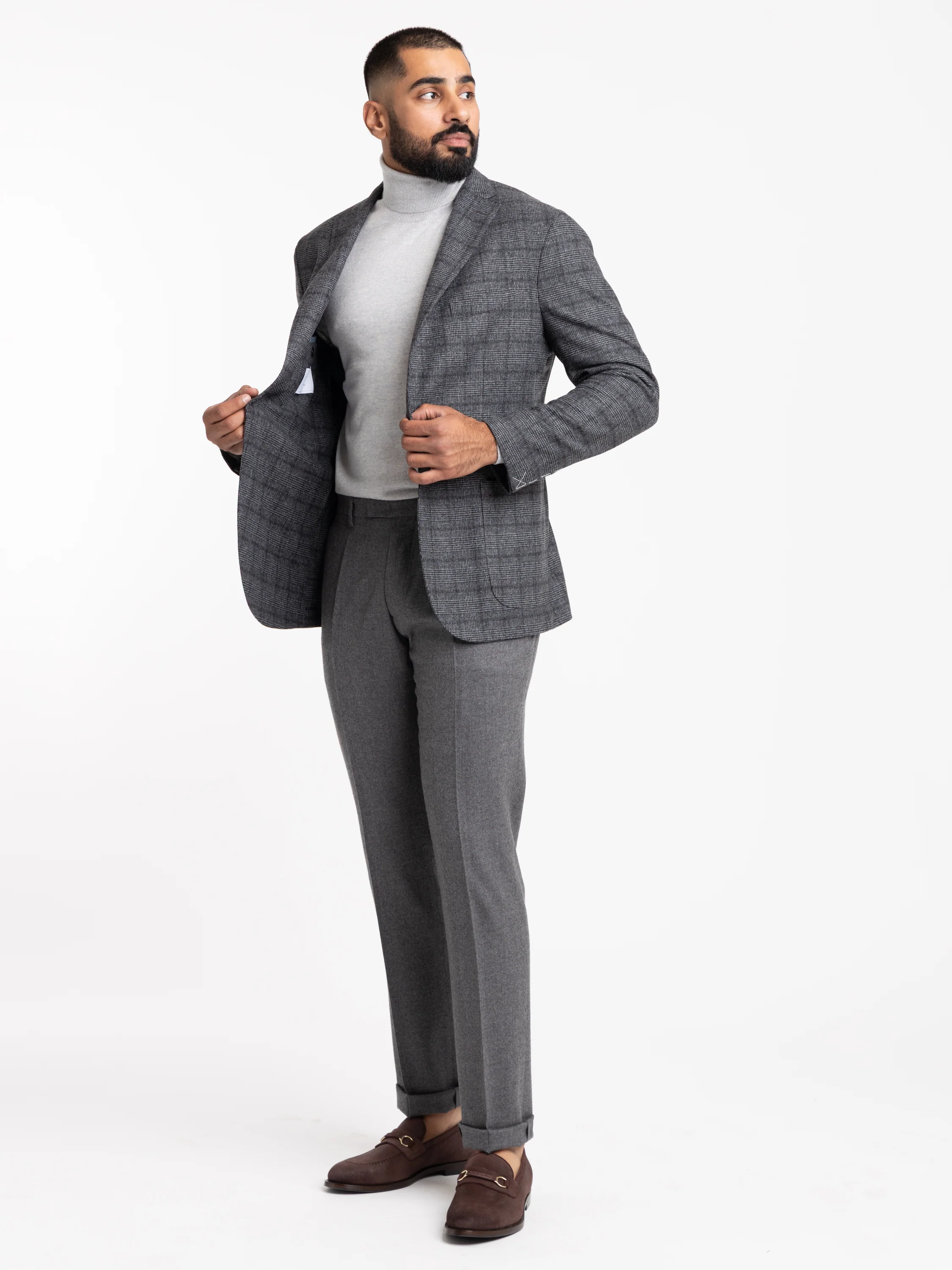 Grey Glencheck Wool-Blended K Jacket - Image 3