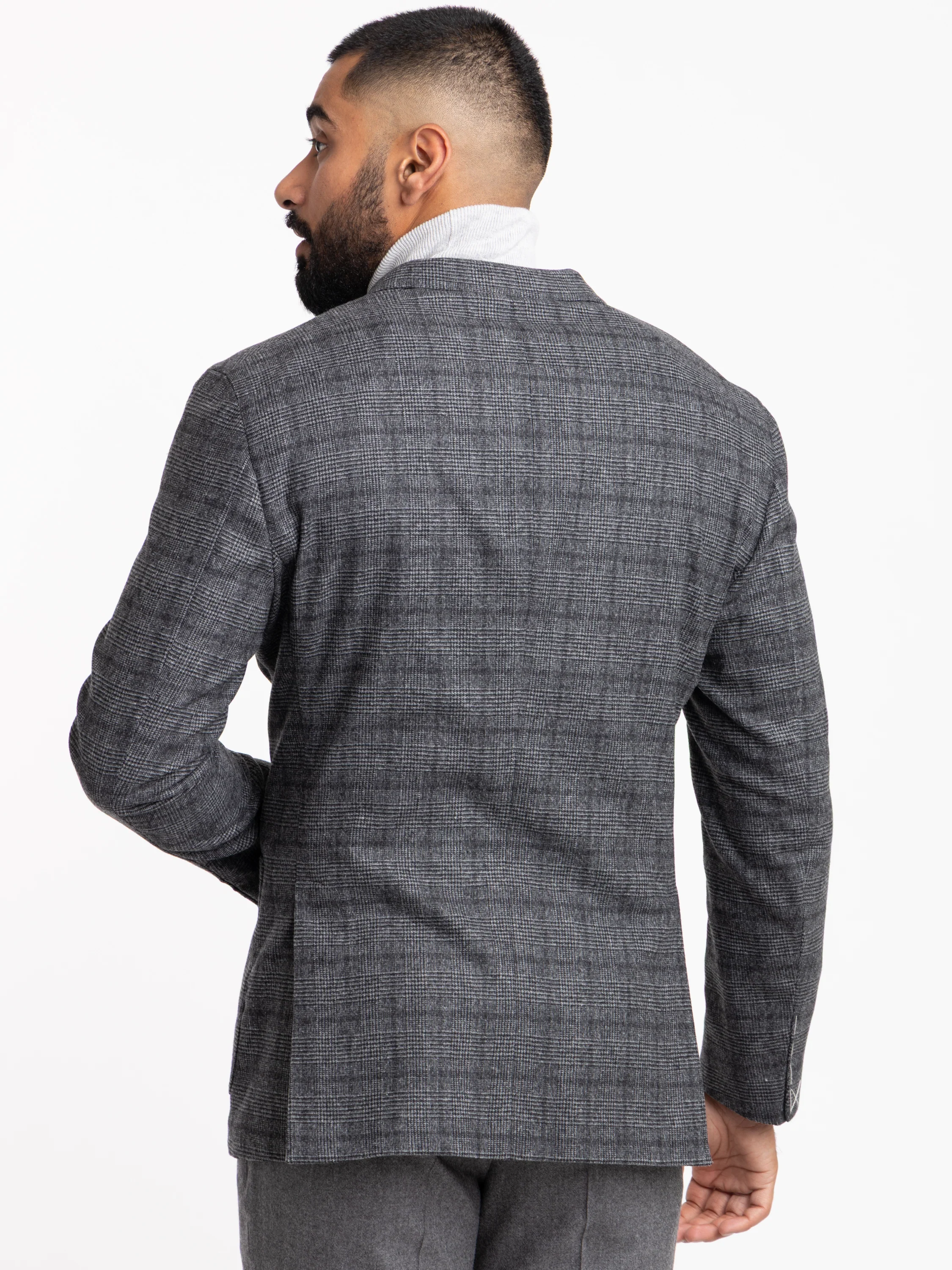 Grey Glencheck Wool-Blended K Jacket - Image 5