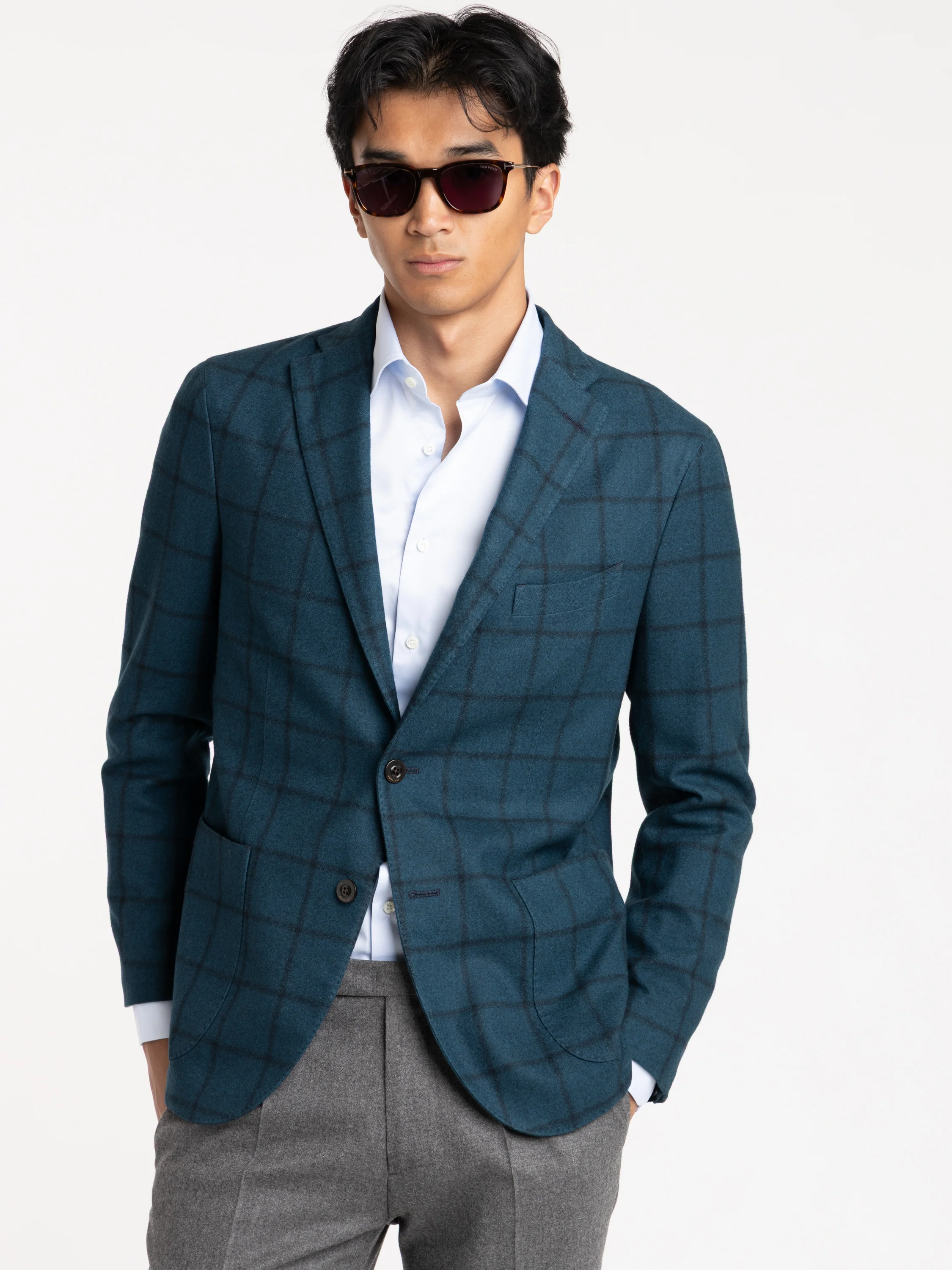 Blue Check Wool K Jacket