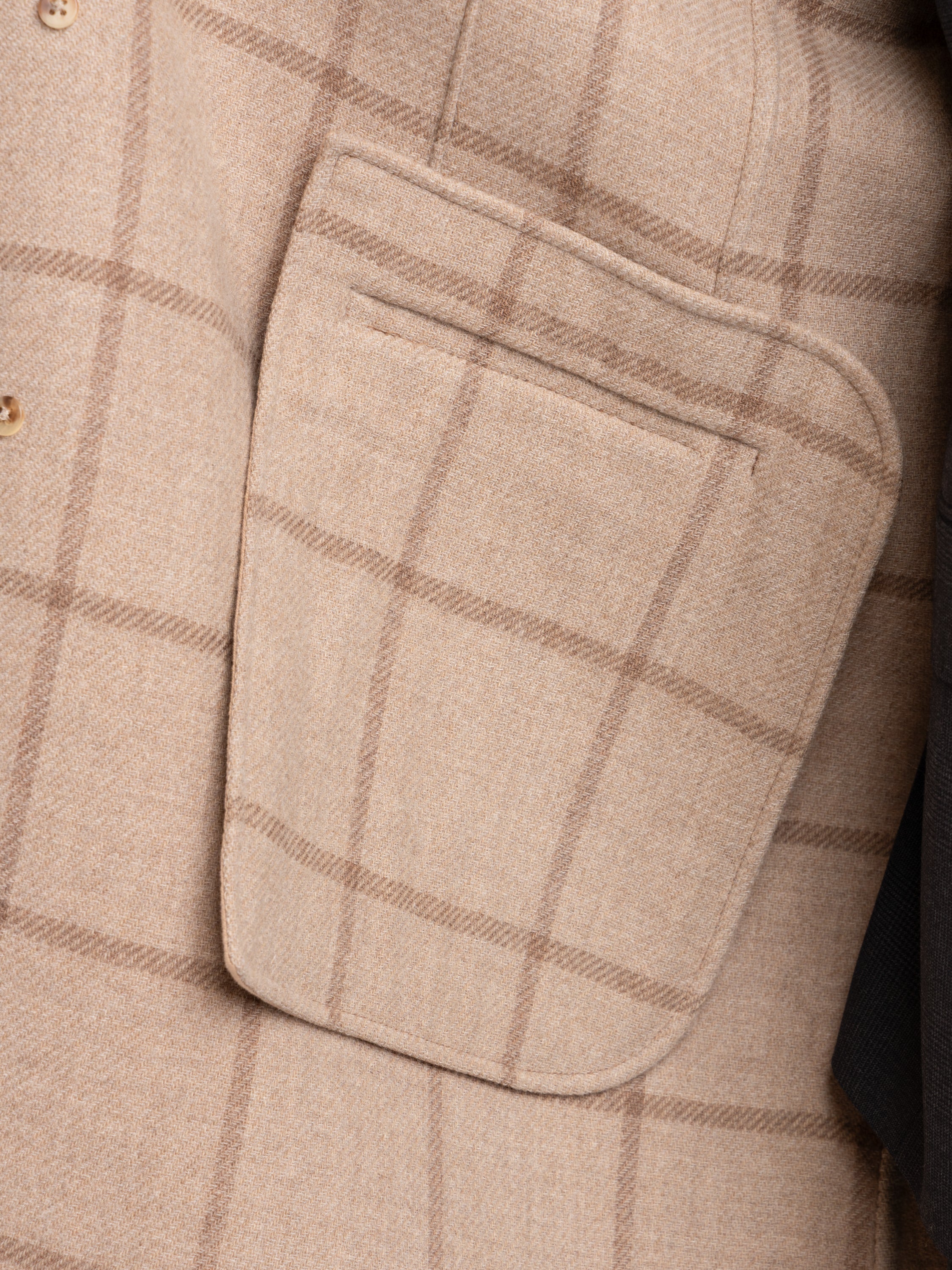 Beige Check Wool-Cashmere Coat - Image 5
