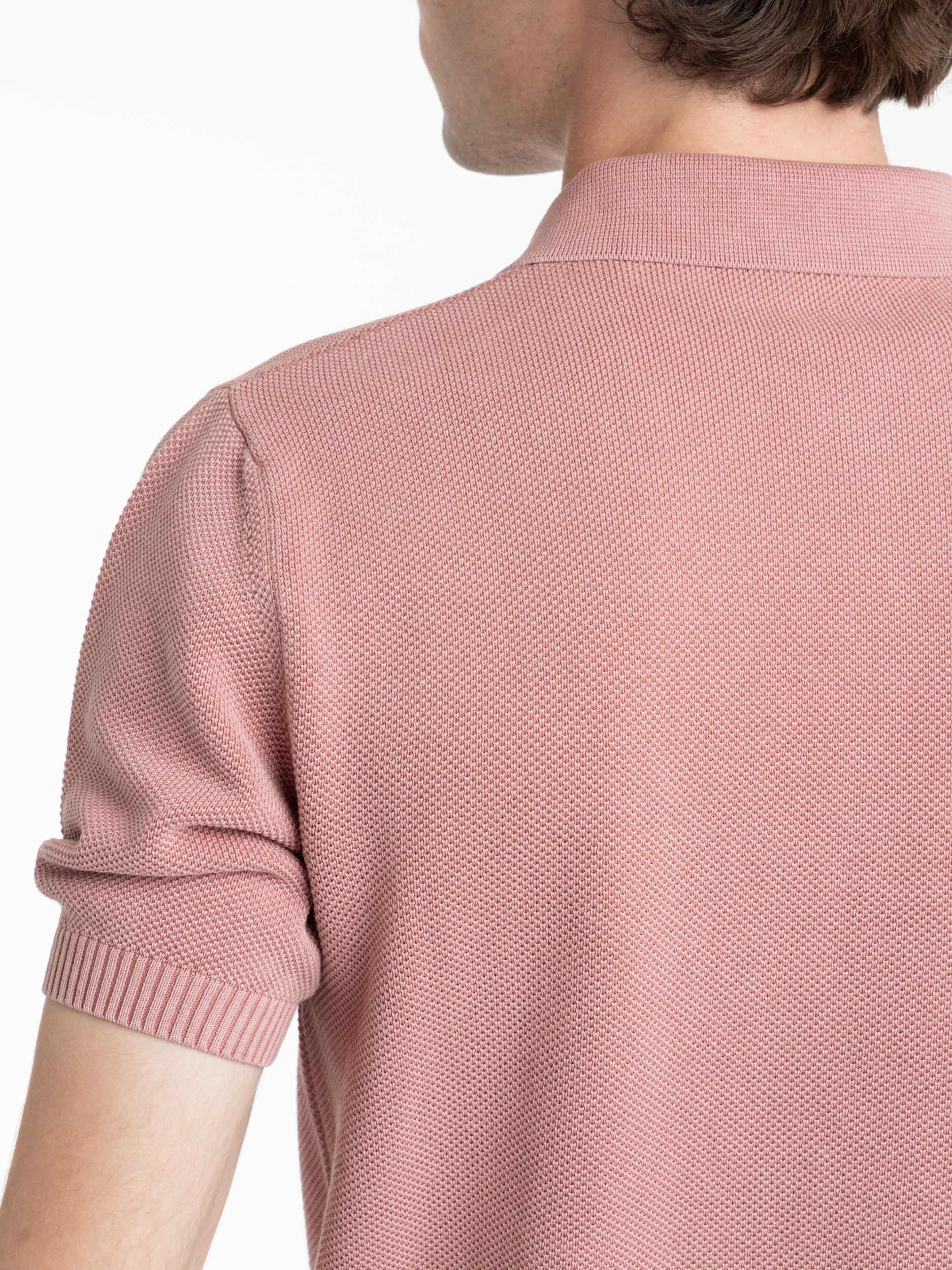 Pink Cotton Ribbed Short Sleeve Polo - Image 5