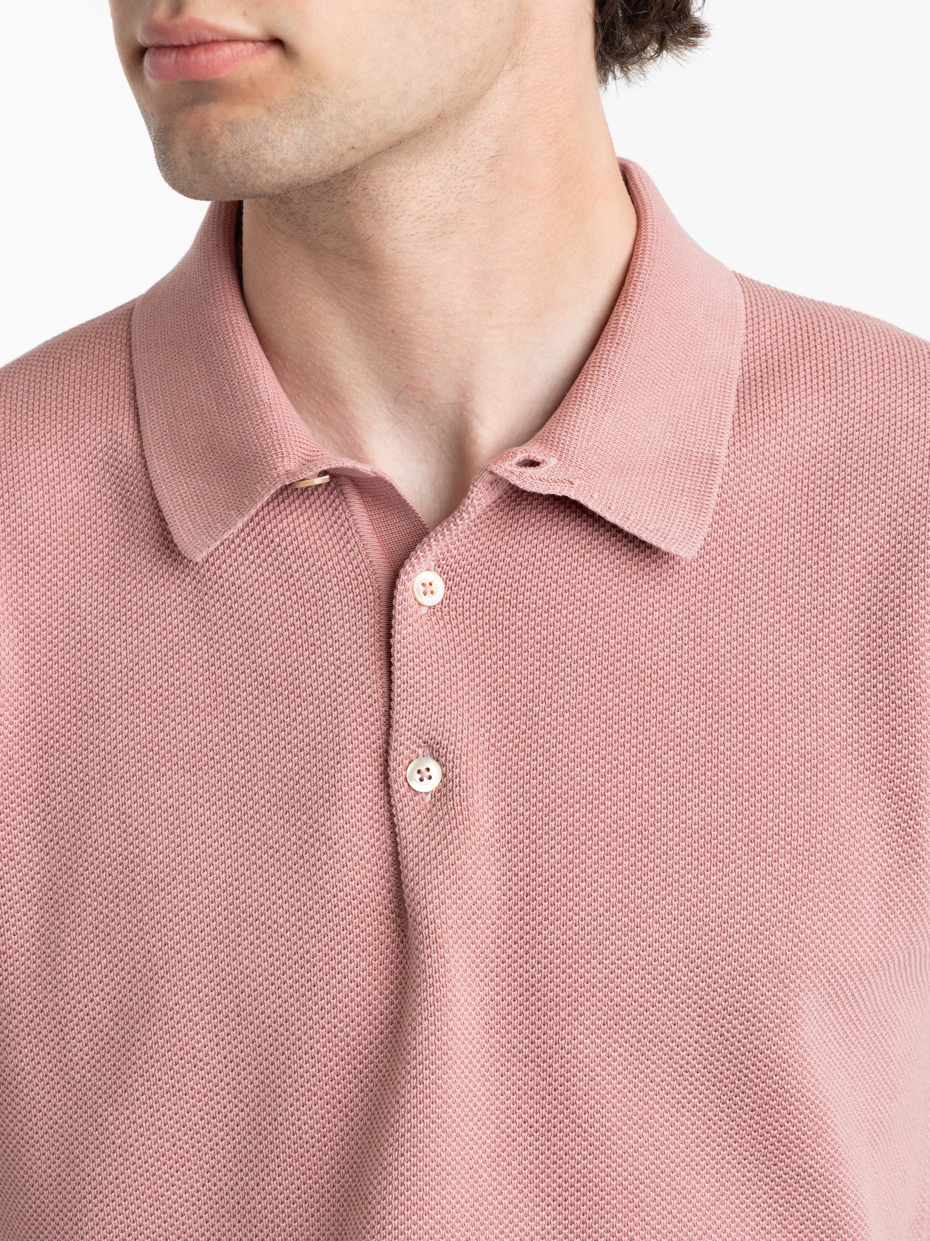 Pink Cotton Ribbed Short Sleeve Polo - Image 6