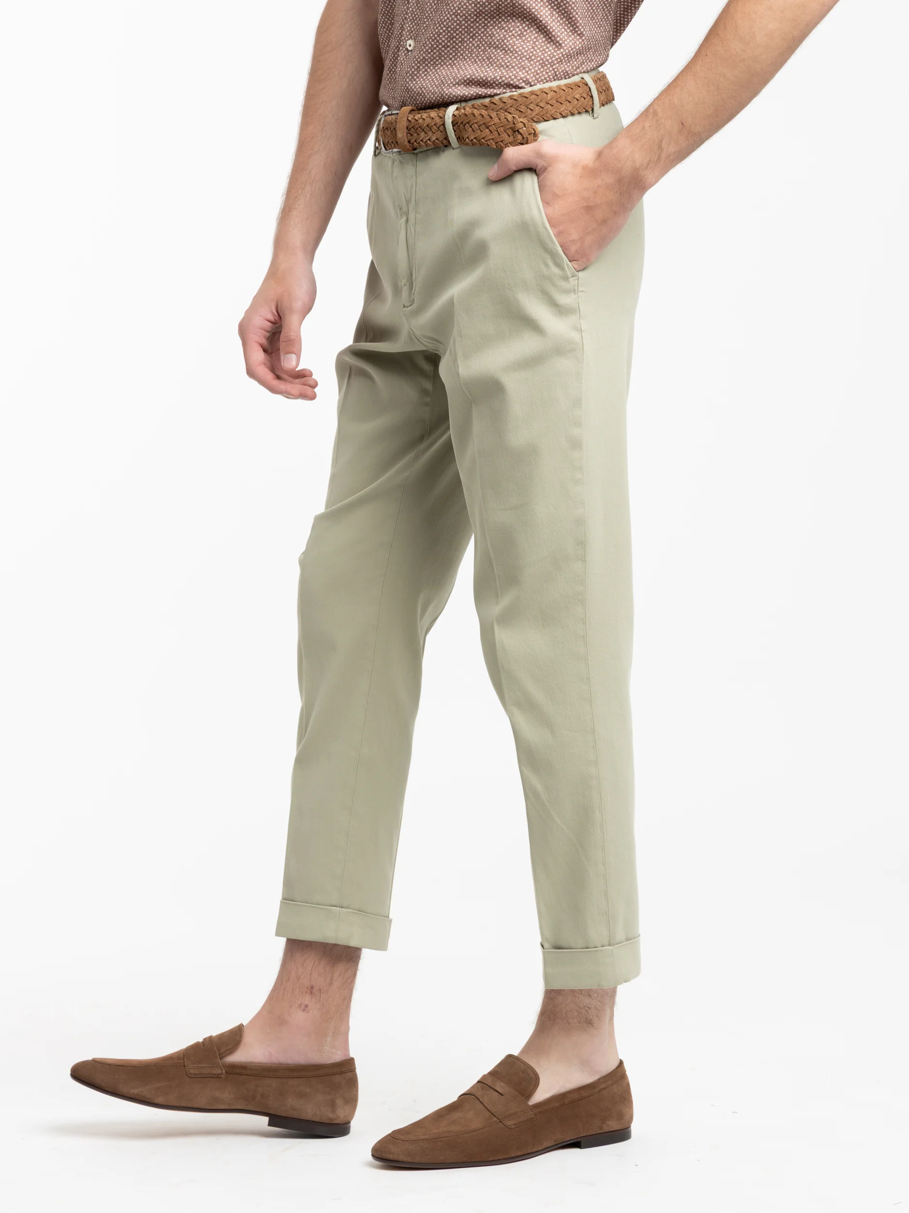 Green Stretch Cotton-Tencel Pant - Image 3