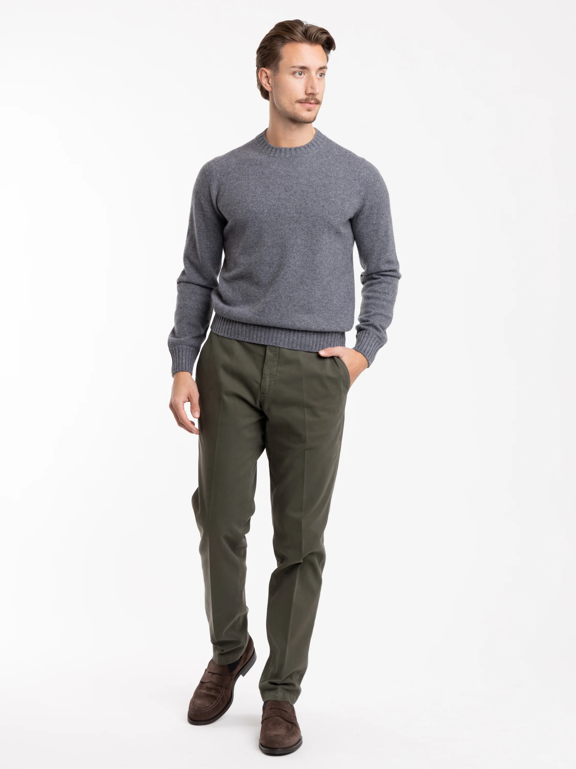 Olive Cotton Twill Pant - Image 2