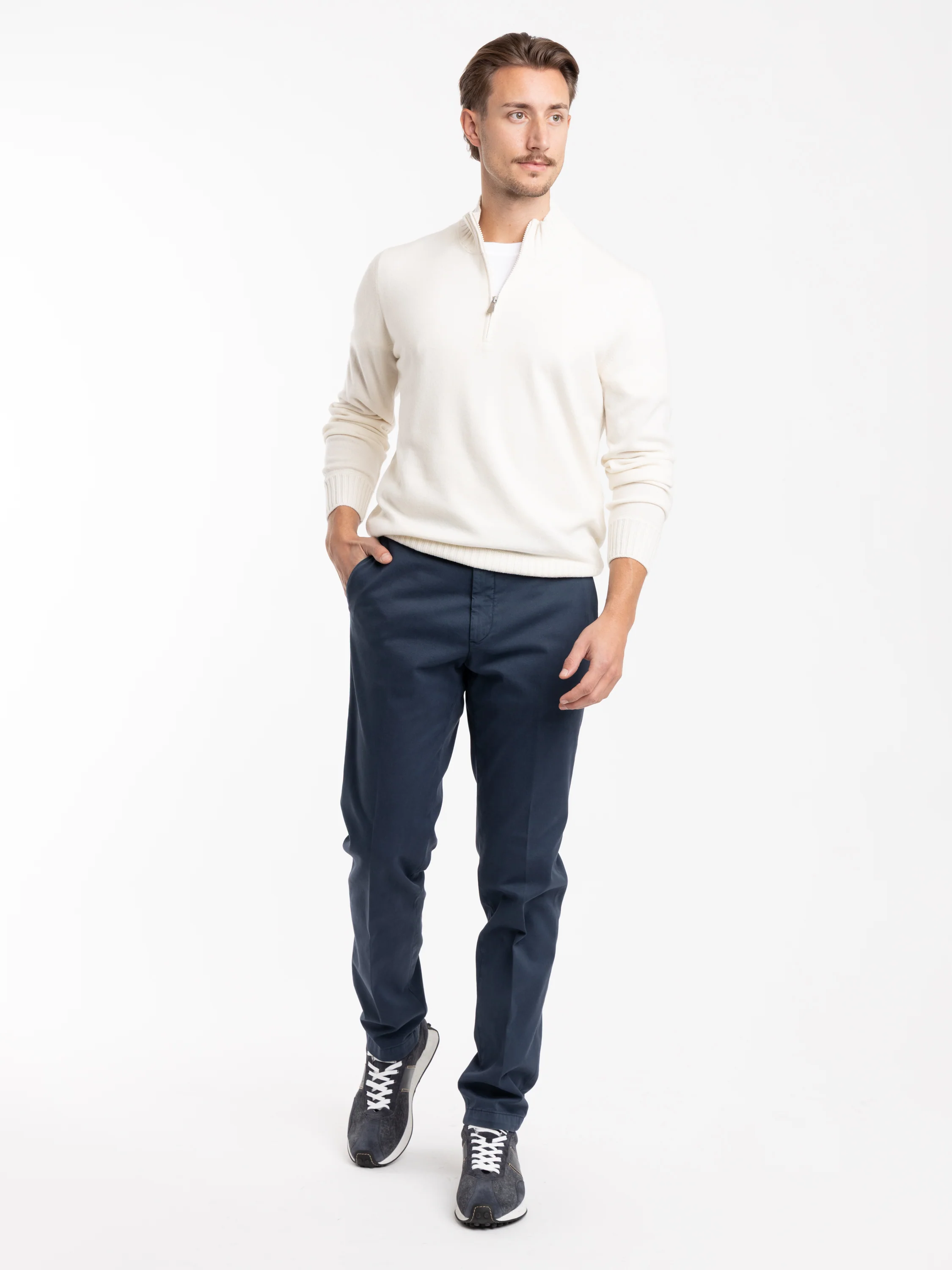 Blue Cotton-Modal Twill Pant - Image 2