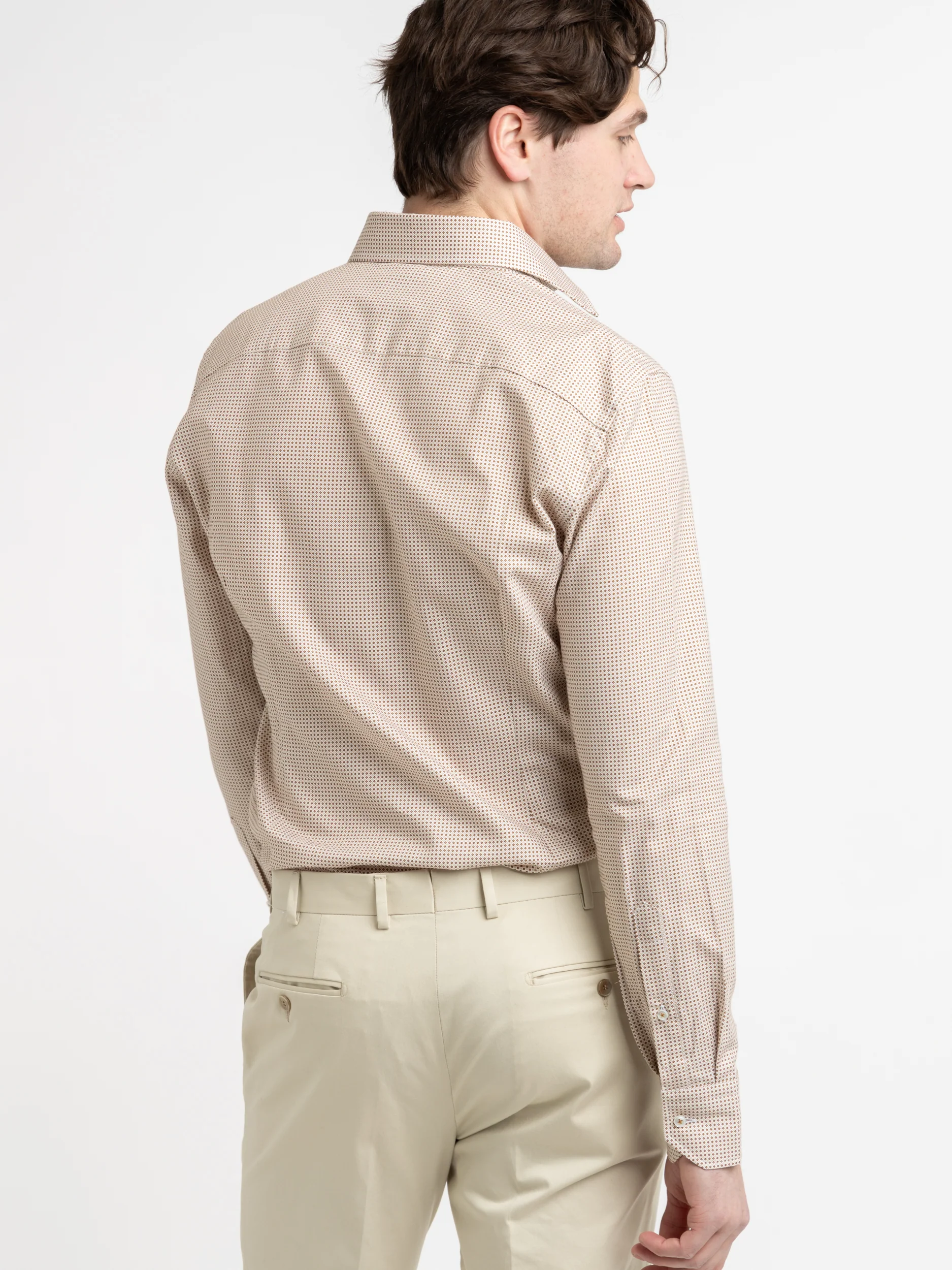 Brown Micro Patterned Twill Shirt - Image 3