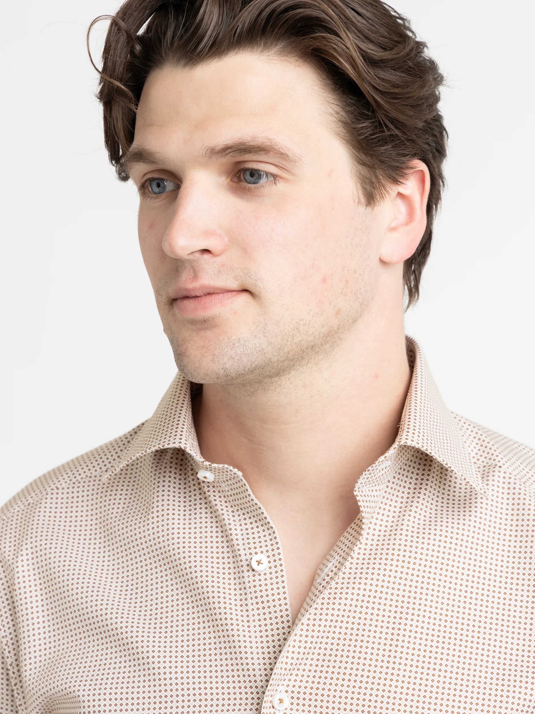 Brown Micro Patterned Twill Shirt - Image 4