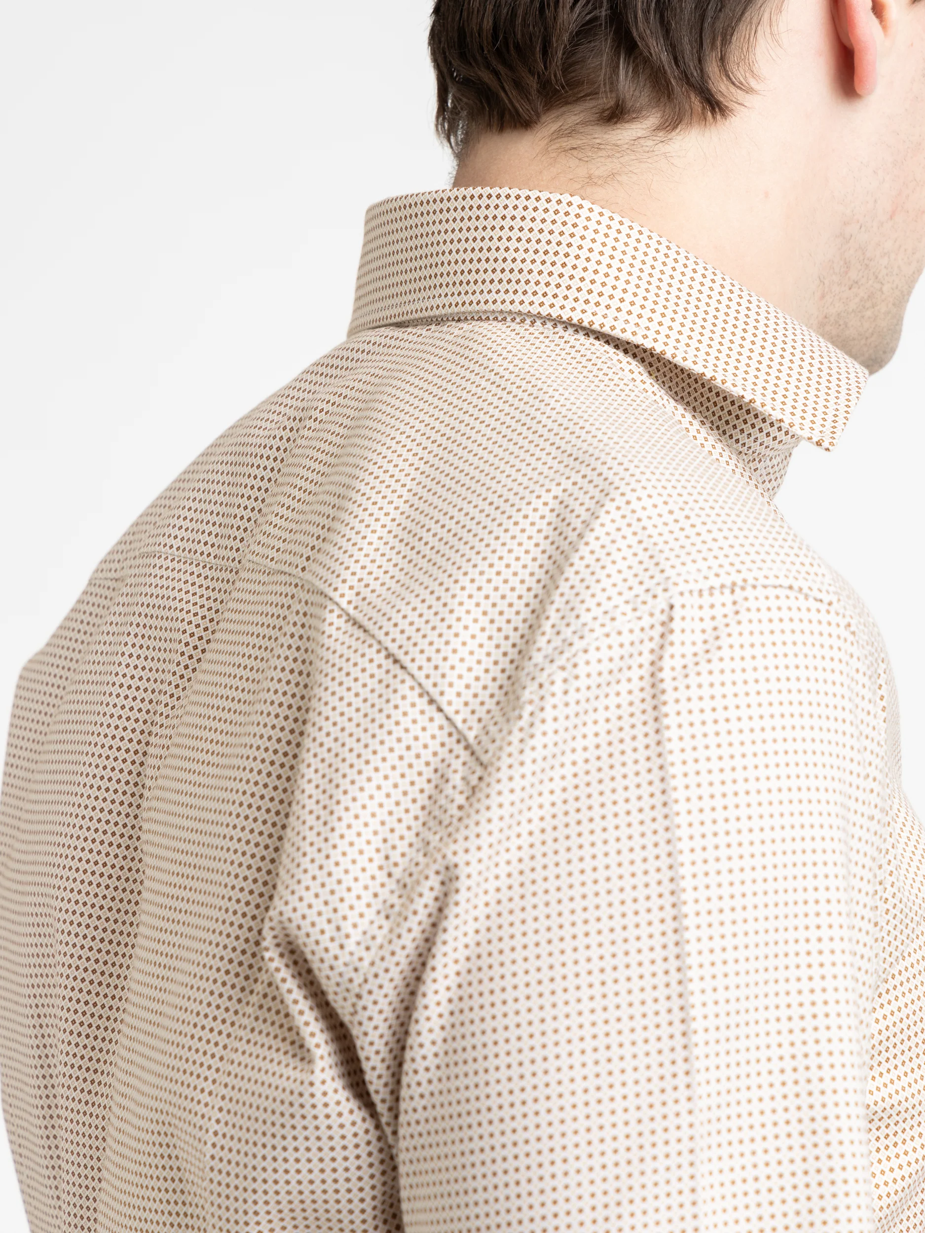 Brown Micro Patterned Twill Shirt - Image 5