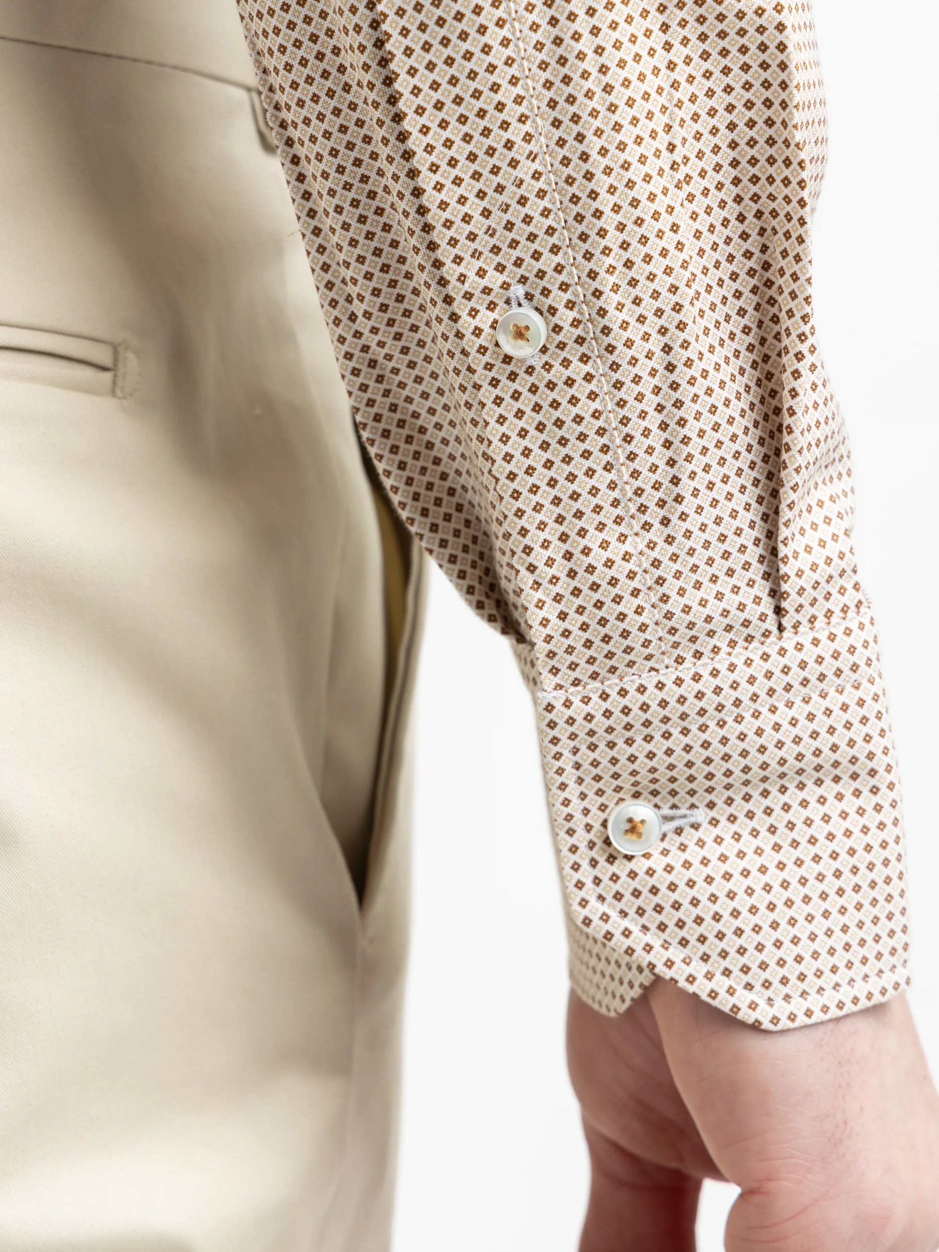 Brown Micro Patterned Twill Shirt - Image 6
