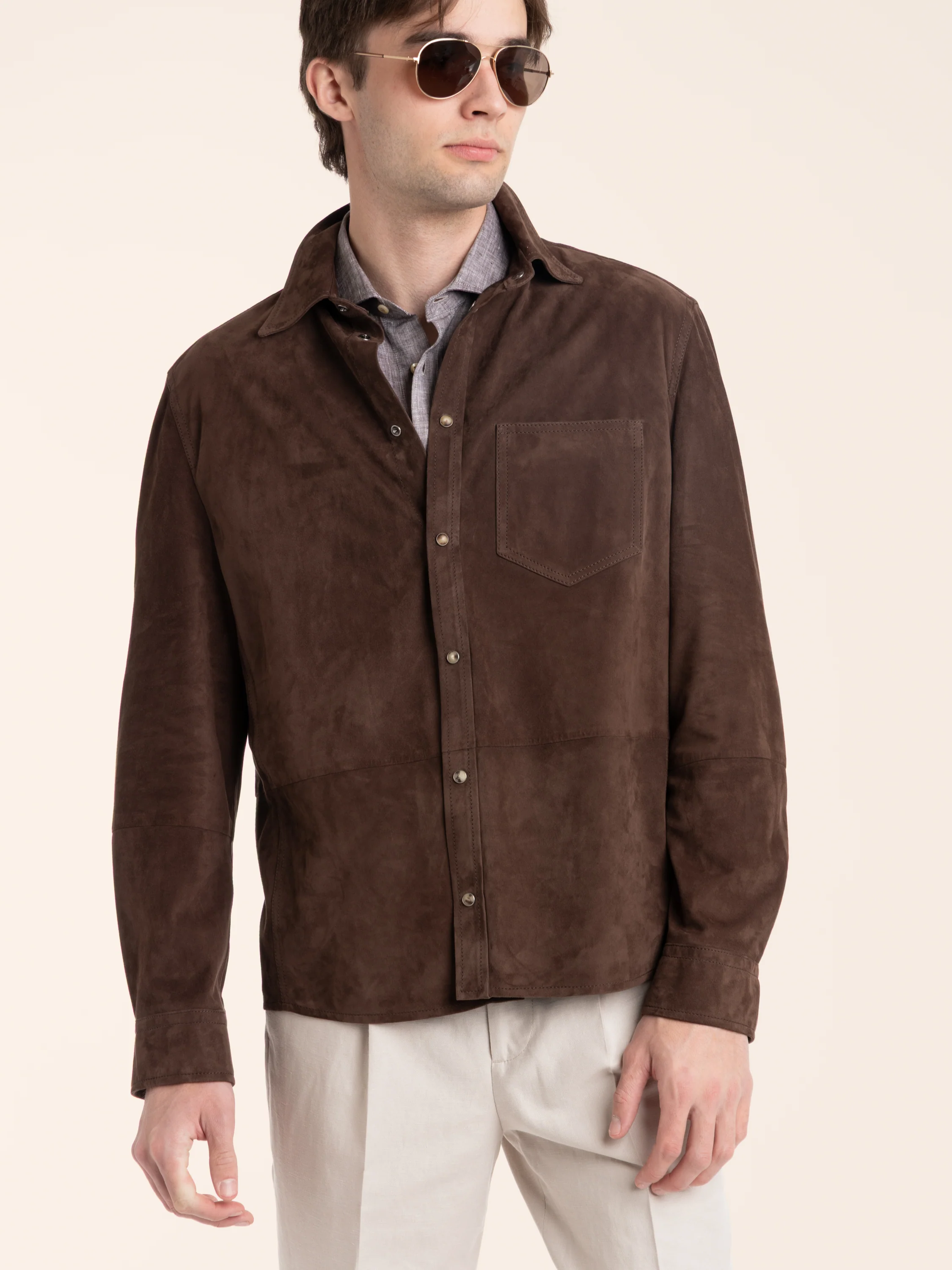 Espresso Brown Suede Overshirt