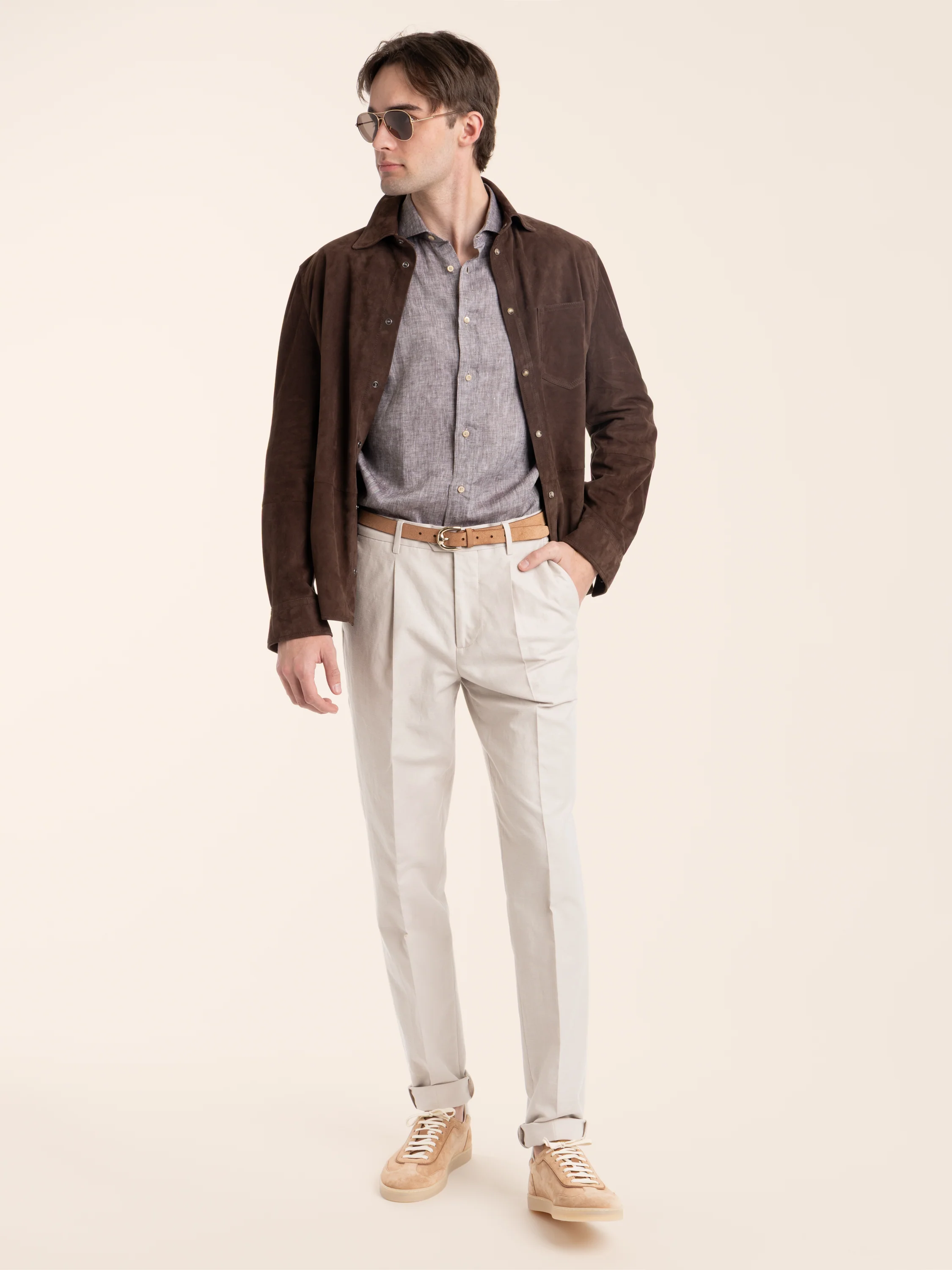 Espresso Brown Suede Overshirt - Image 2