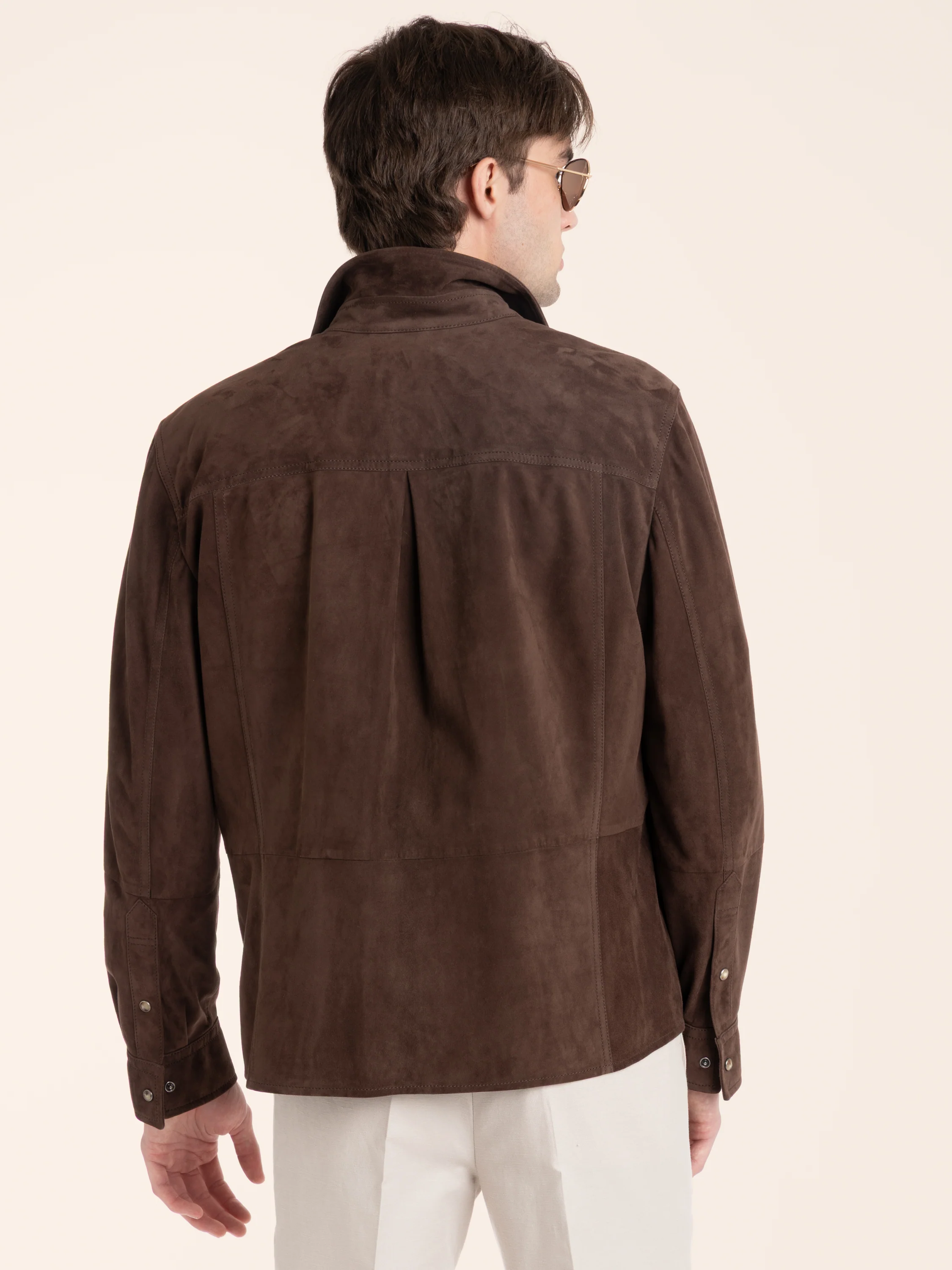 Espresso Brown Suede Overshirt - Image 4