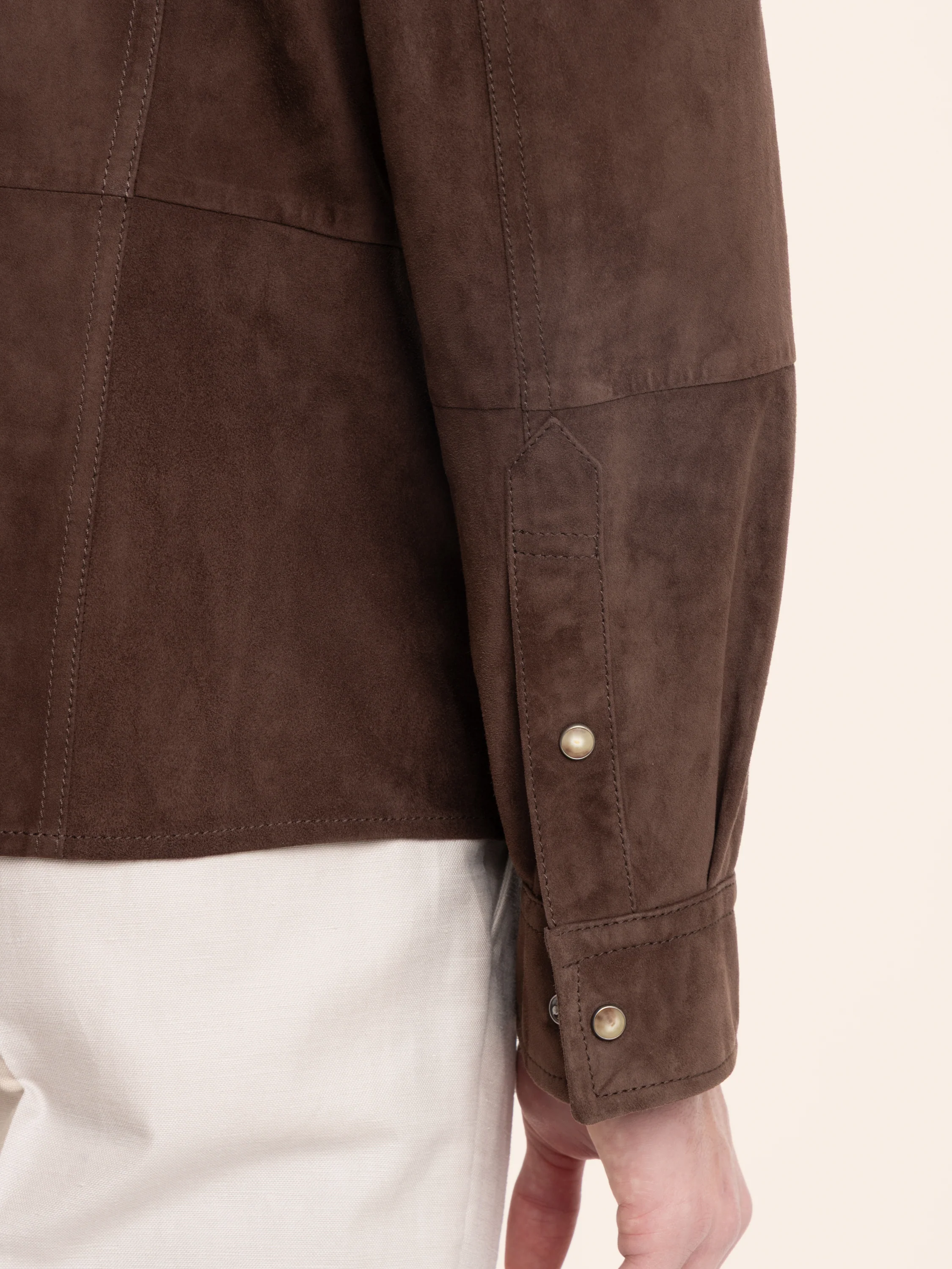 Espresso Brown Suede Overshirt - Image 5