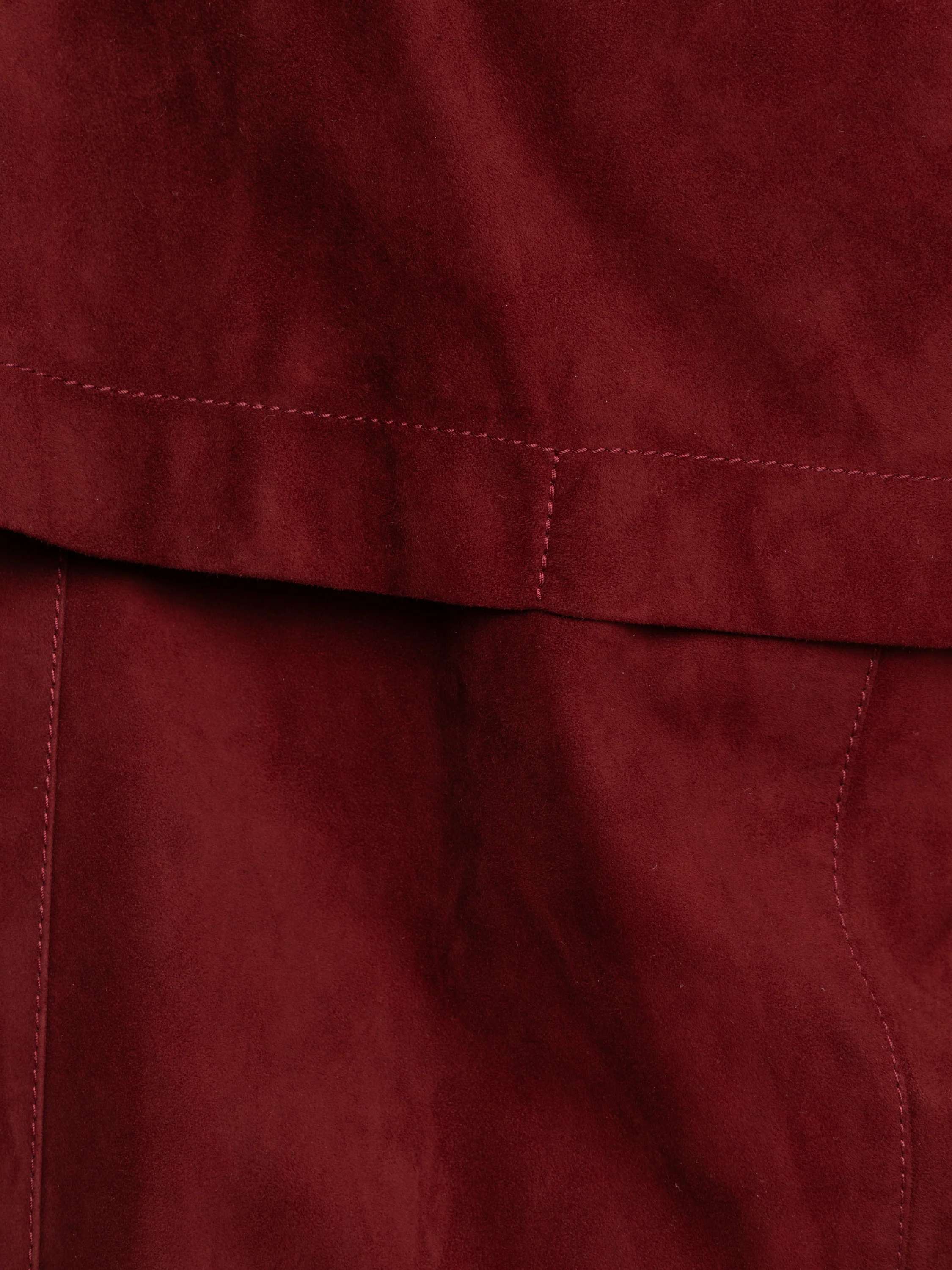 Suede unlined jacket with stand collar in Cherry Red - Image 8