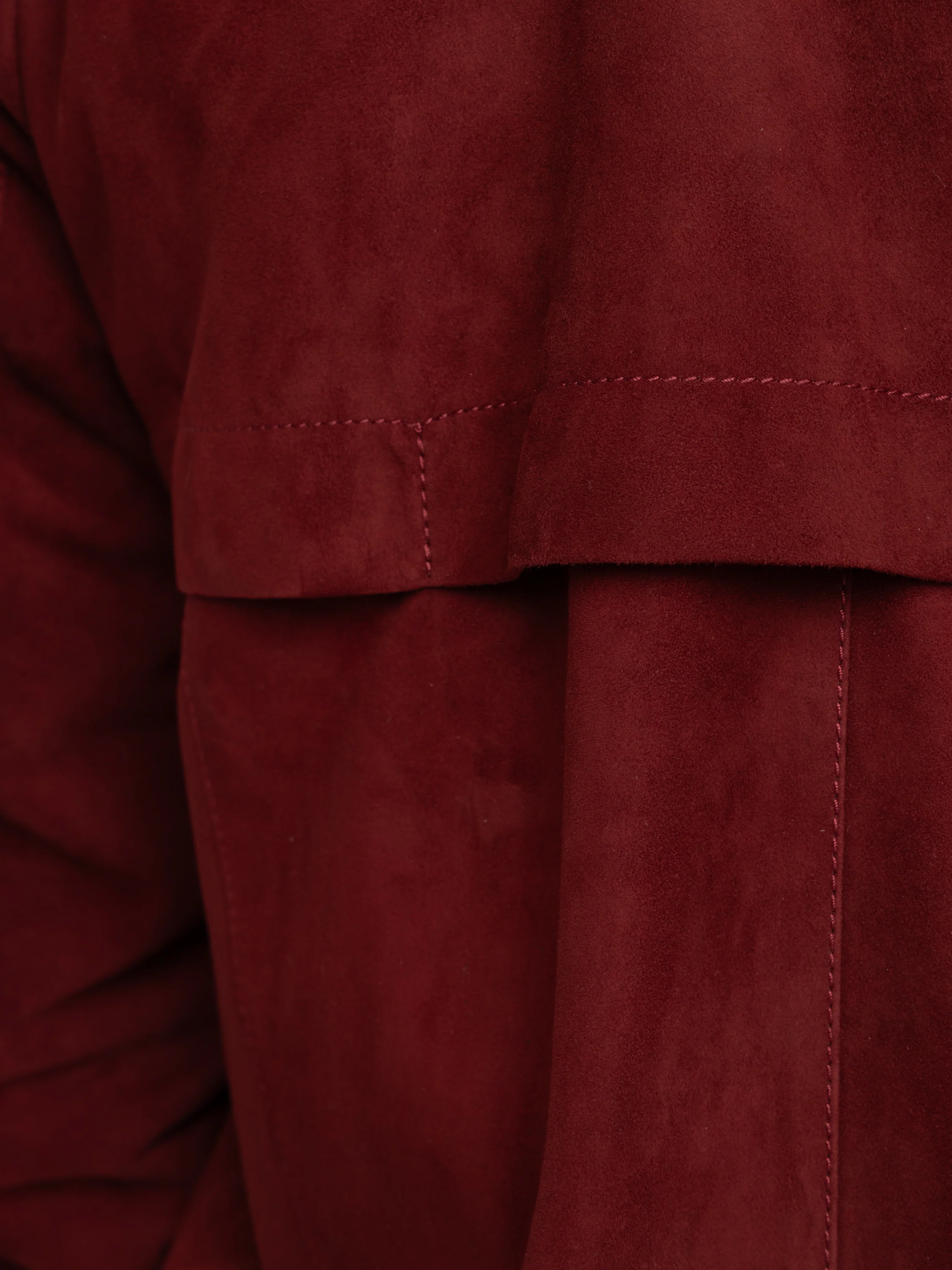 Suede unlined jacket with stand collar in Cherry Red - Image 9