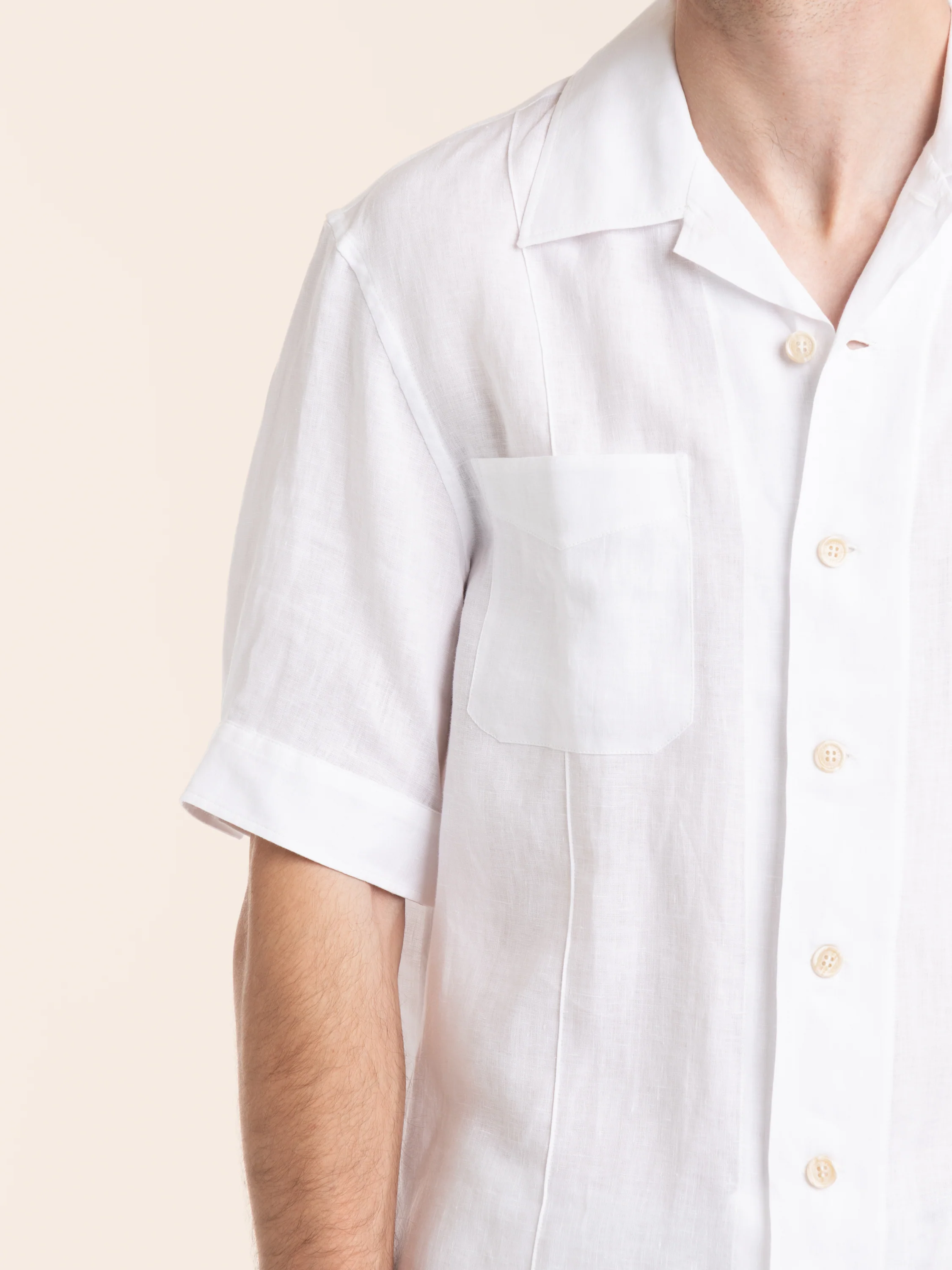 White Pocket Linen Shirt - Image 3