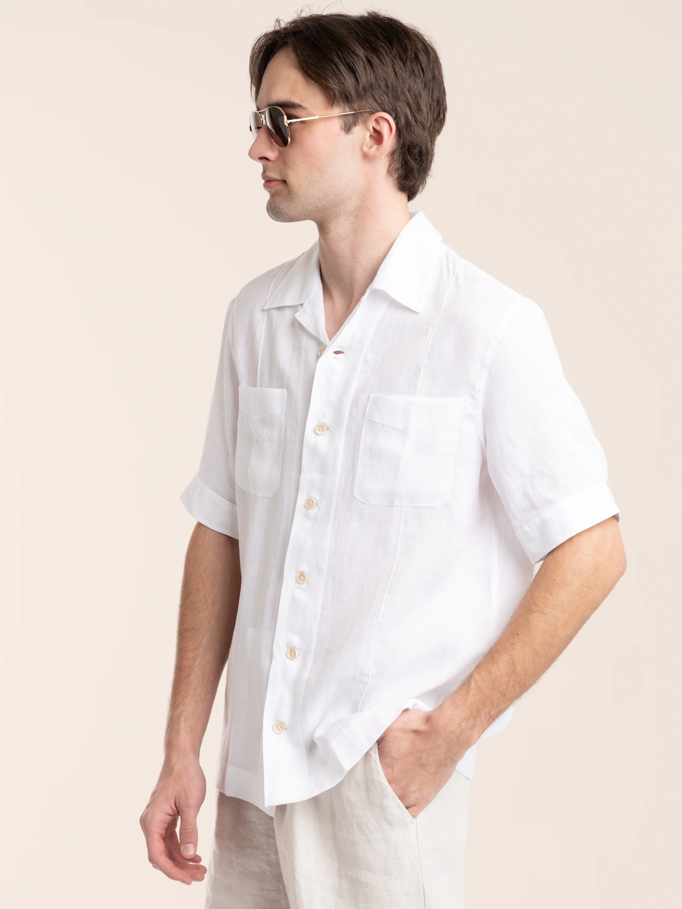 White Pocket Linen Shirt - Image 4