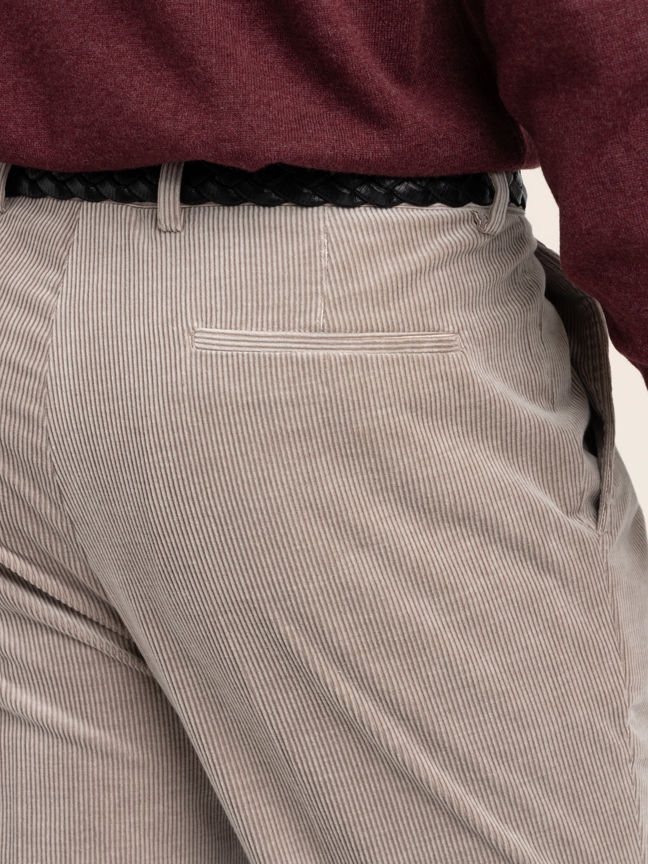 Brown Cotton-Cashmere Corduroy Leisure Fit Trouser With Pleat - Image 5