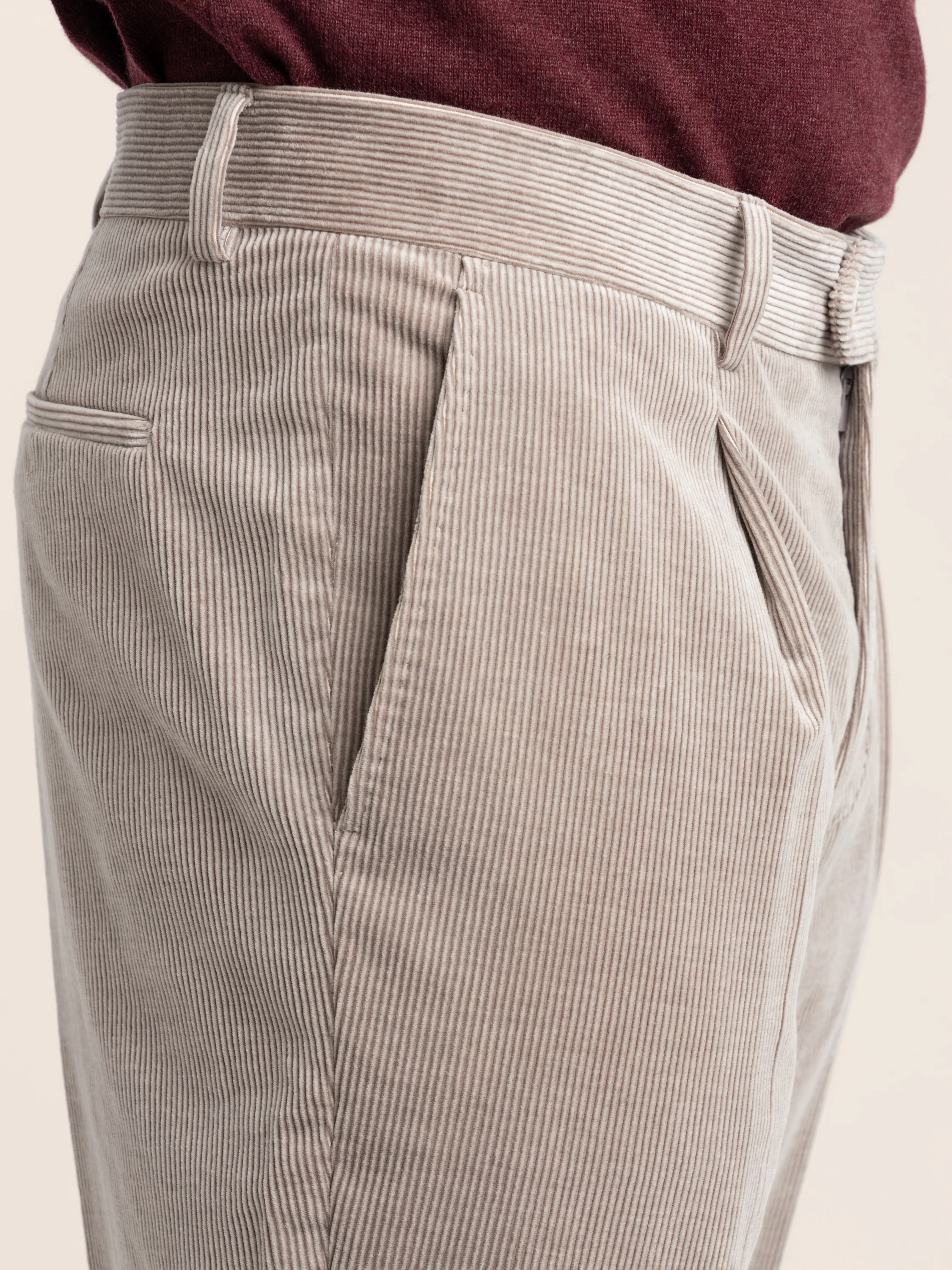 Brown Cotton-Cashmere Corduroy Leisure Fit Trouser With Pleat - Image 7