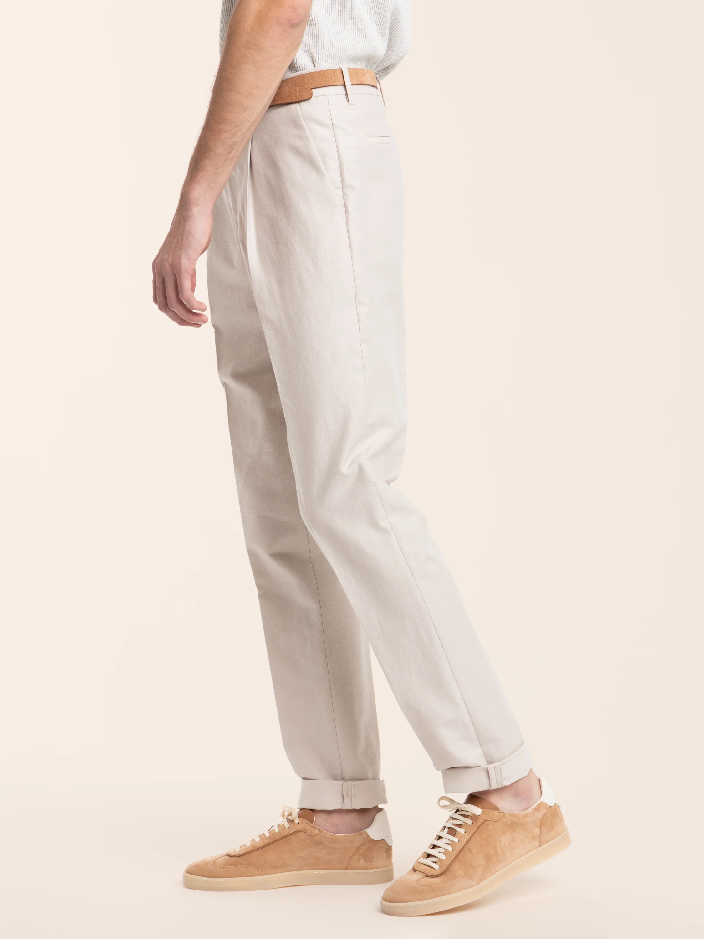 Yuta Cotton and Linen Panama Pleated Trousers - Image 4
