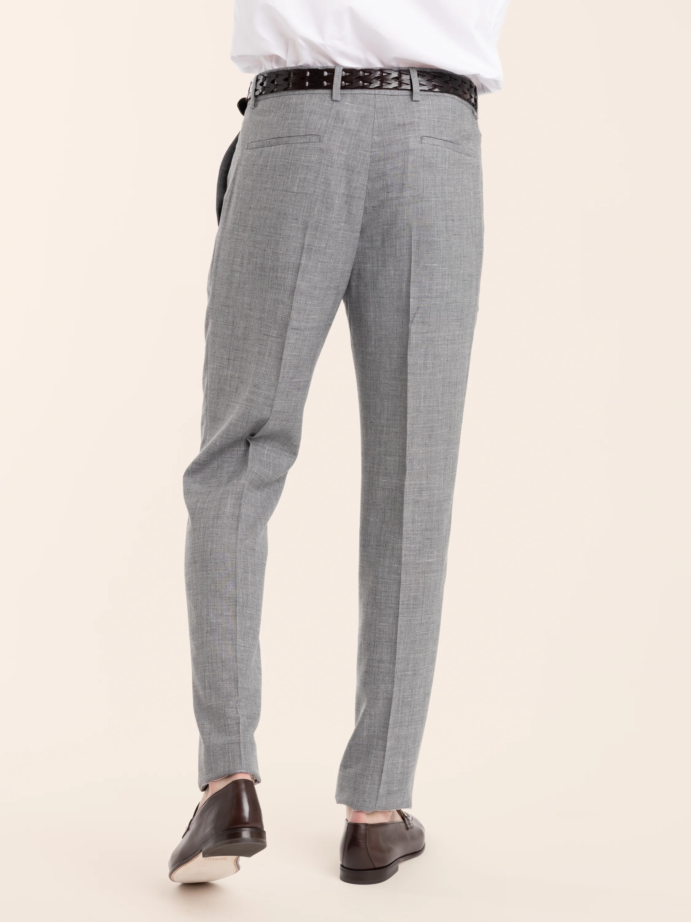 Heather Grey Single Pleat Trousers - Image 4