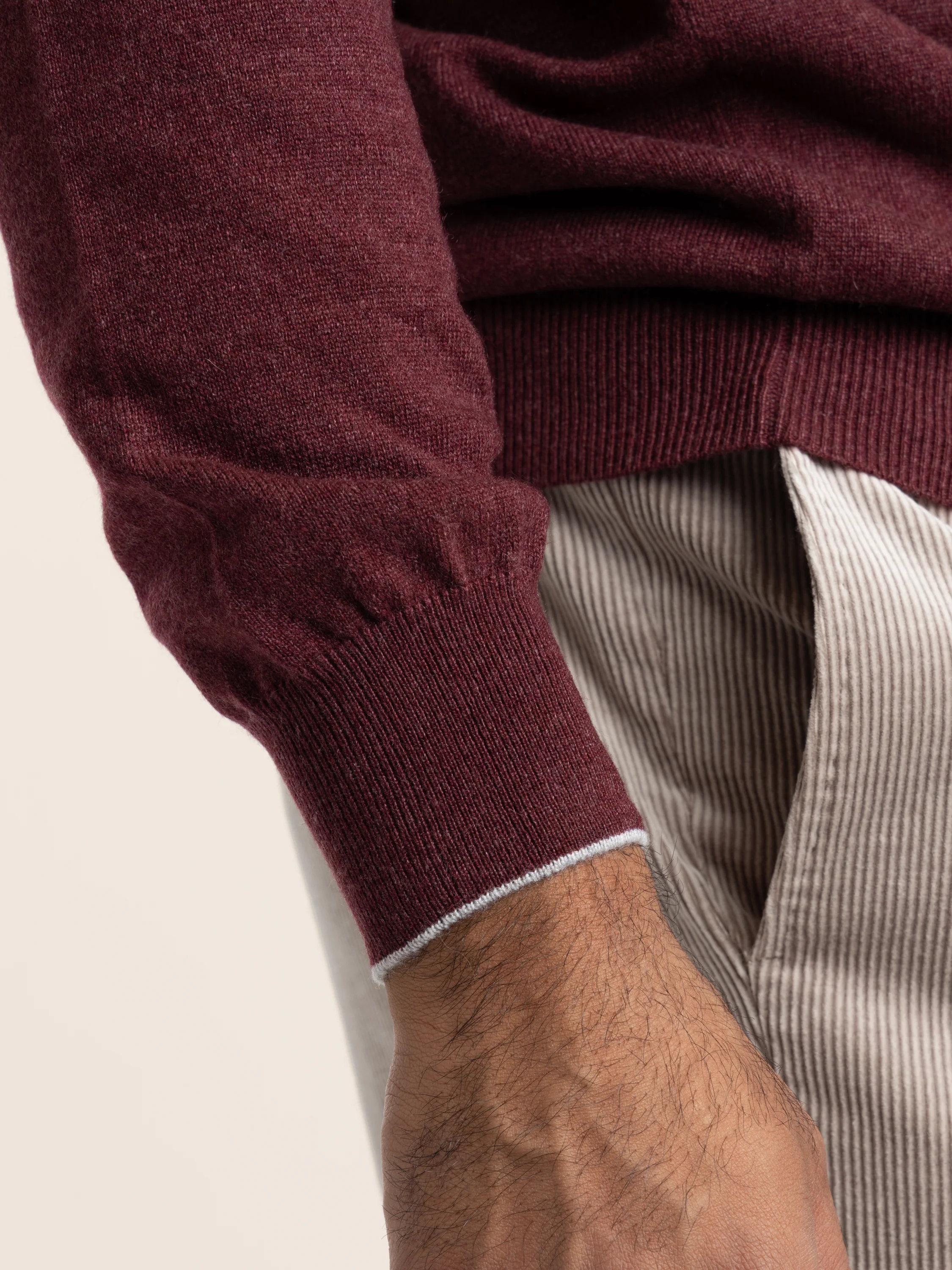 Red Long Sleeved Cashmere Polo Shirt - Image 5