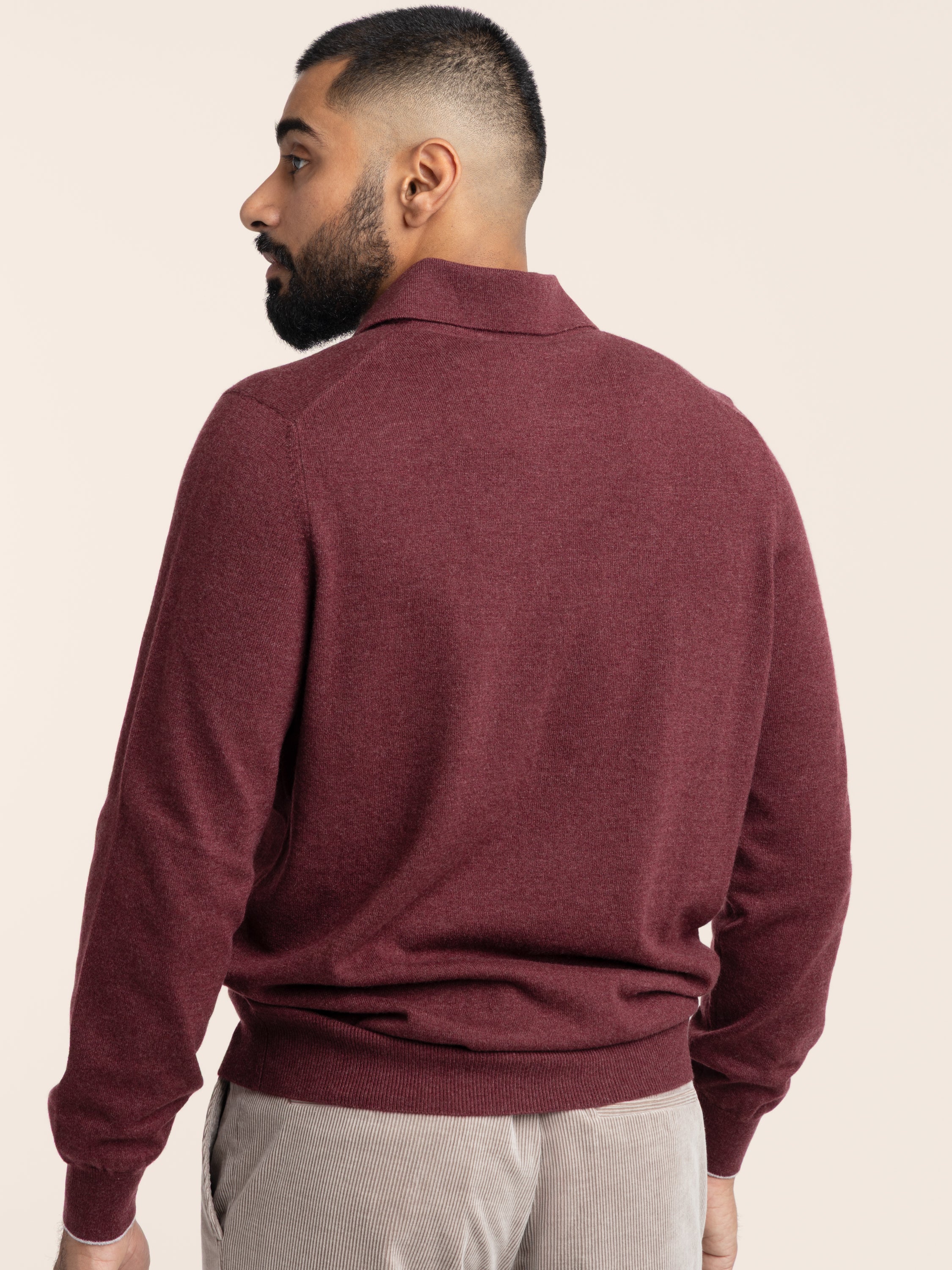 Red Long Sleeved Cashmere Polo Shirt - Image 6