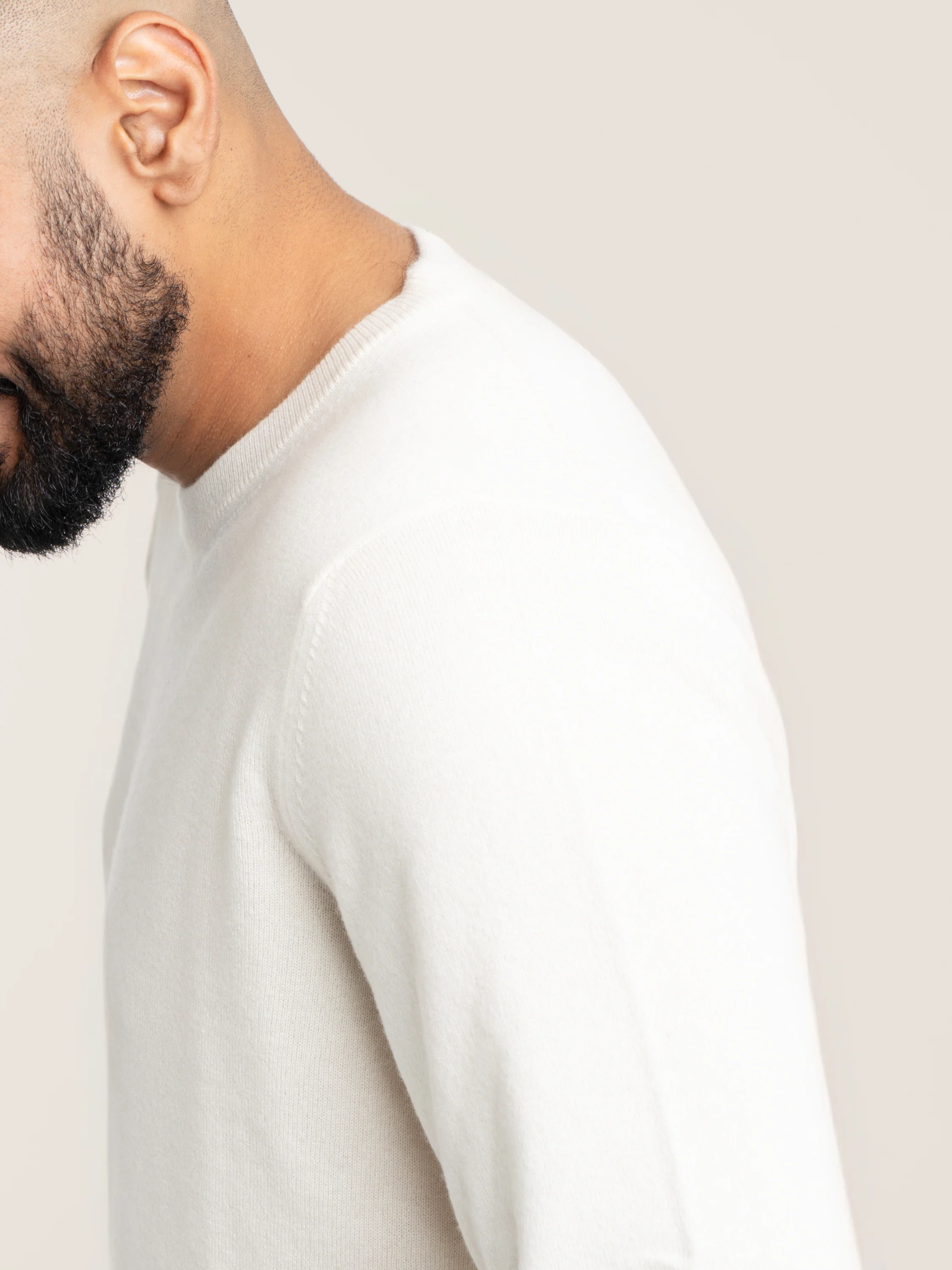 Cream Cashmere Crewneck Sweater - Image 2
