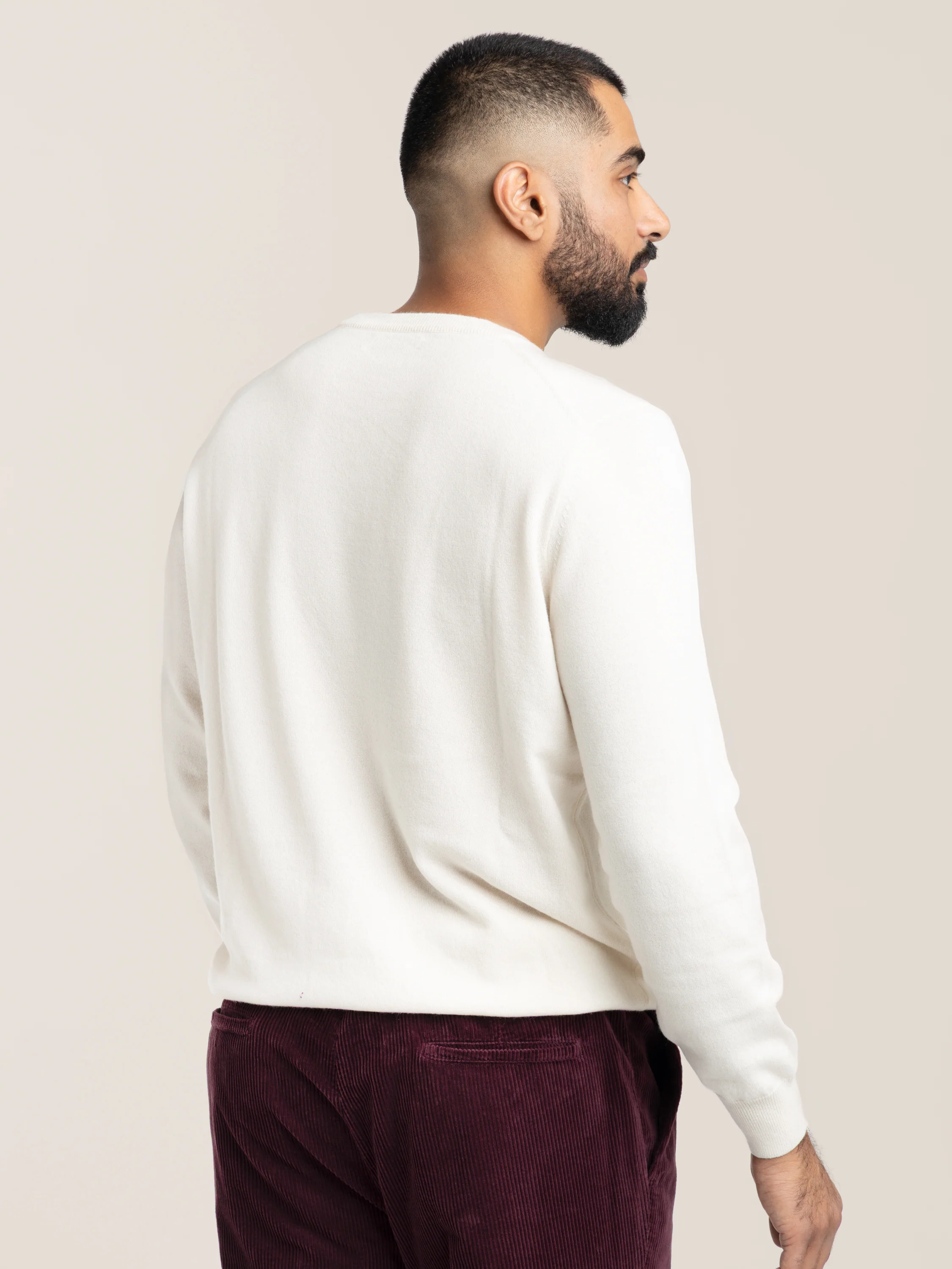 Cream Cashmere Crewneck Sweater - Image 4