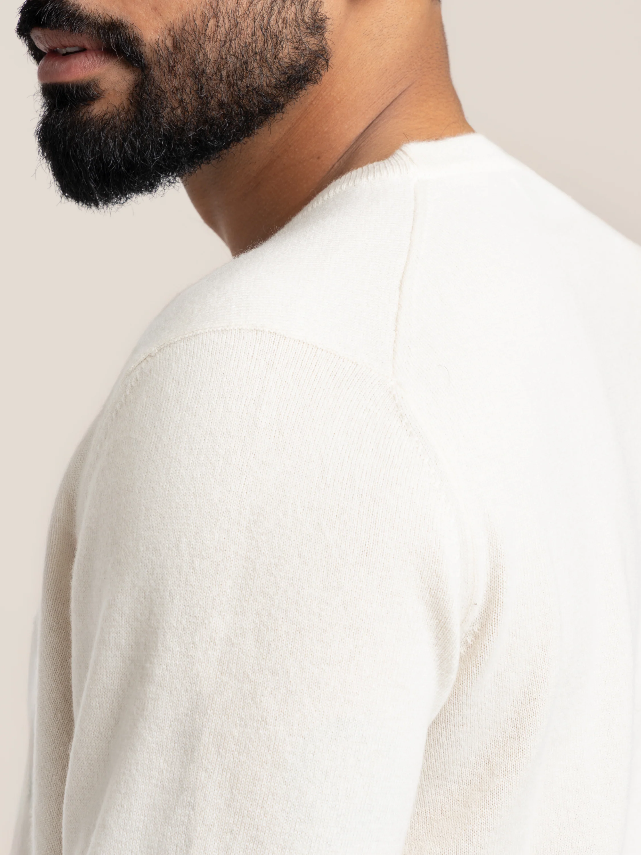 Cream Cashmere Crewneck Sweater - Image 5