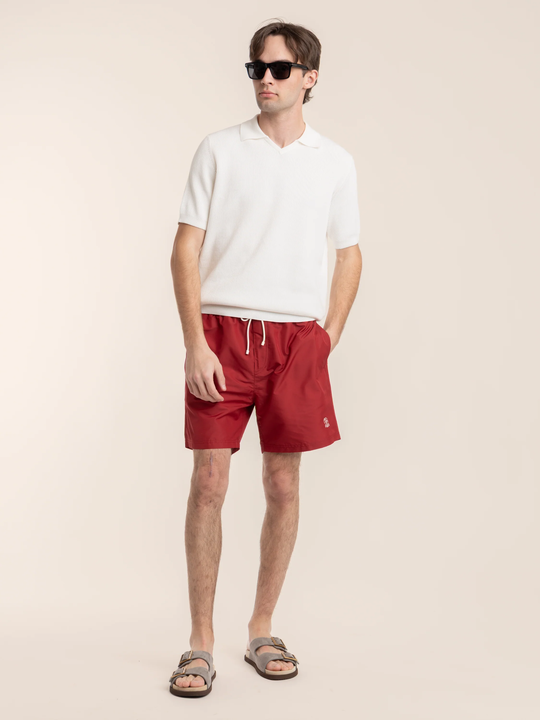 Panama White Cotton English Rib Knit Polo - Image 2