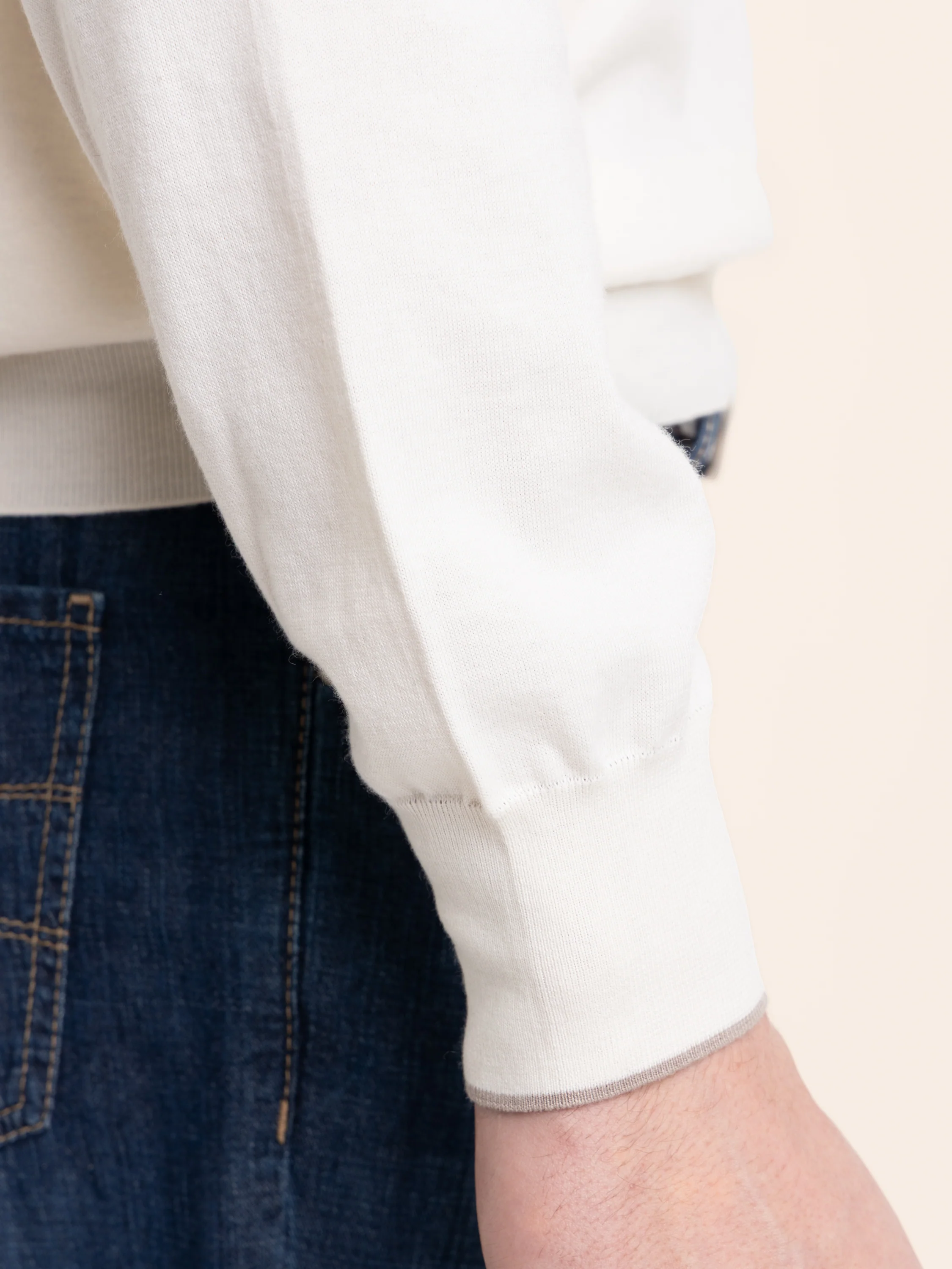Panama White Sea Island Cotton and Cashmere Lightweight Knit Polo - Image 6