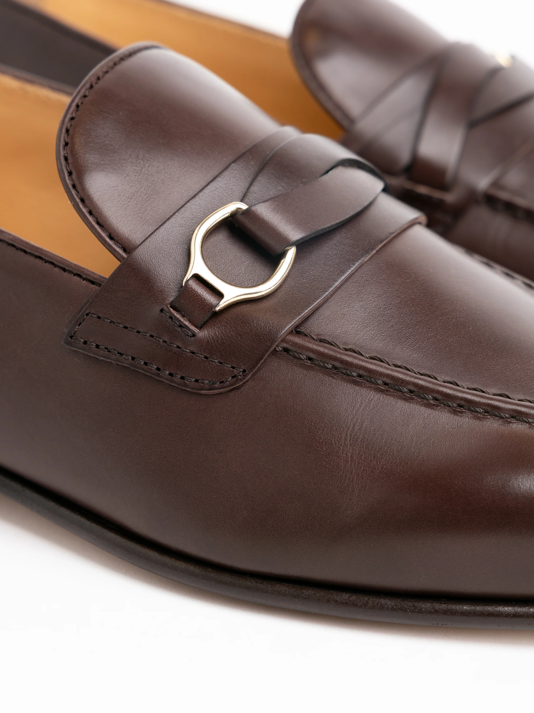 Dark Mahogany Soft Waxed Calfskin Loafers with bit detail - Image 5