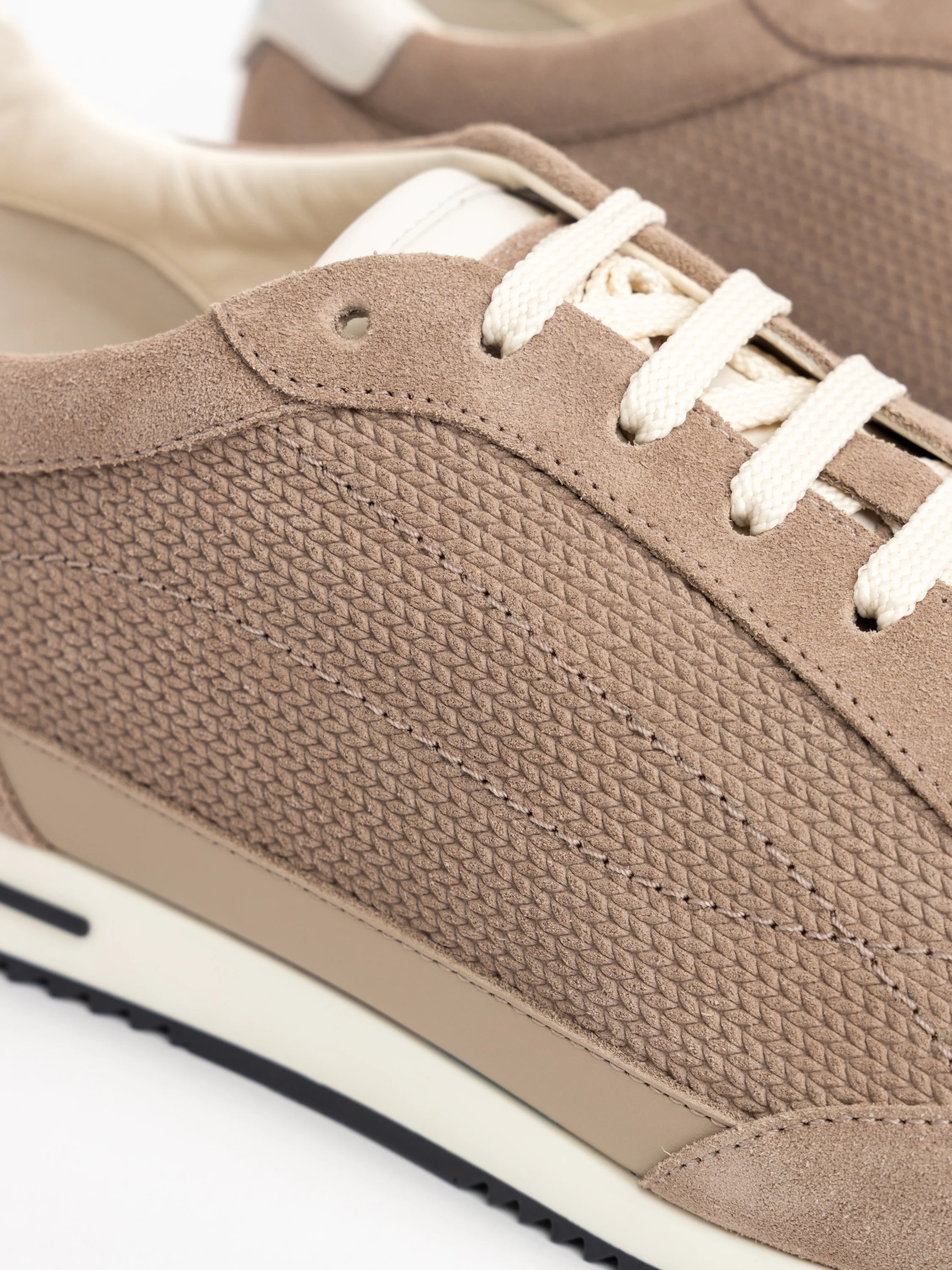 Light Brown Panelled Suede Sneakers - Image 3