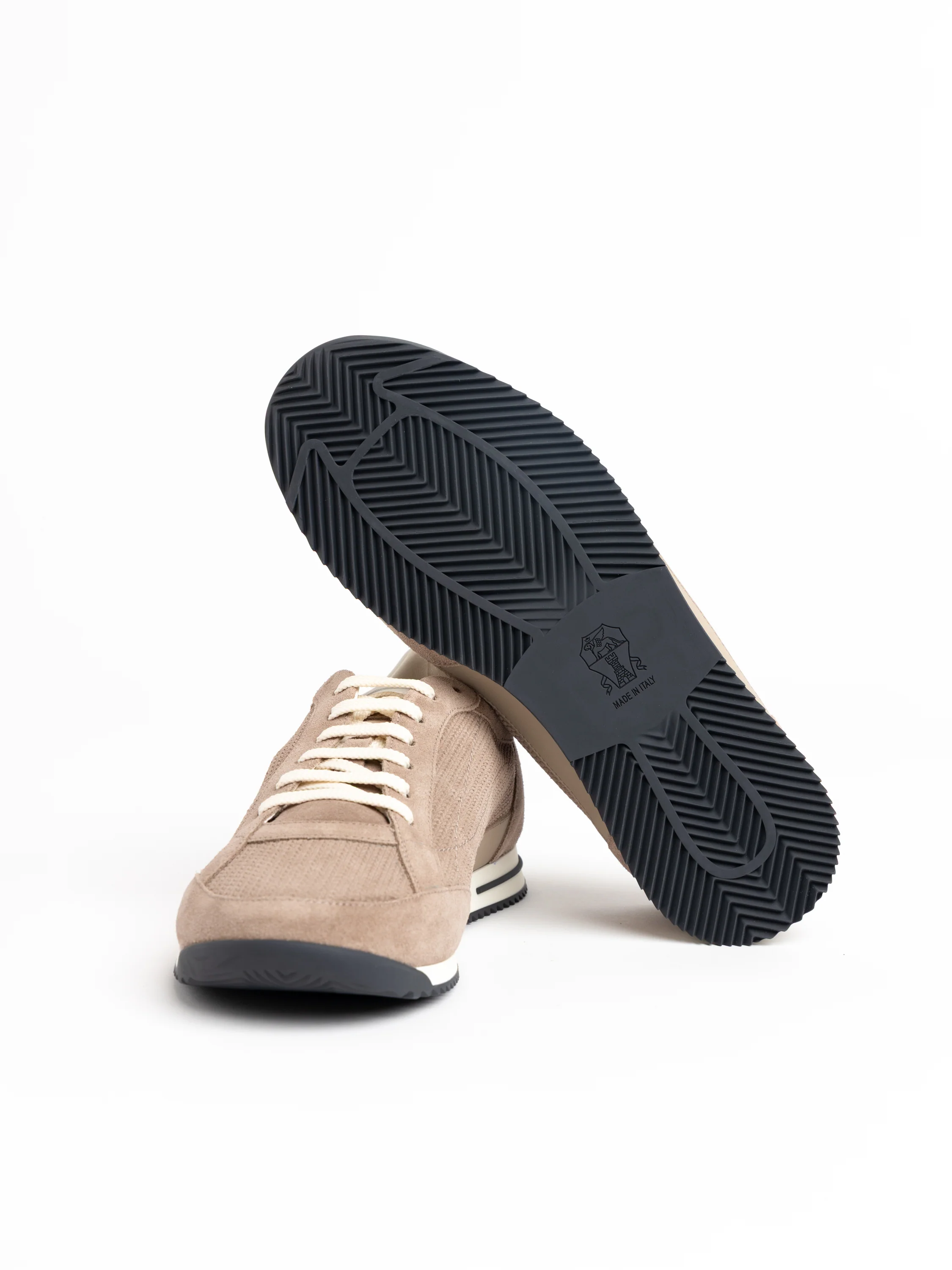 Light Brown Panelled Suede Sneakers - Image 7