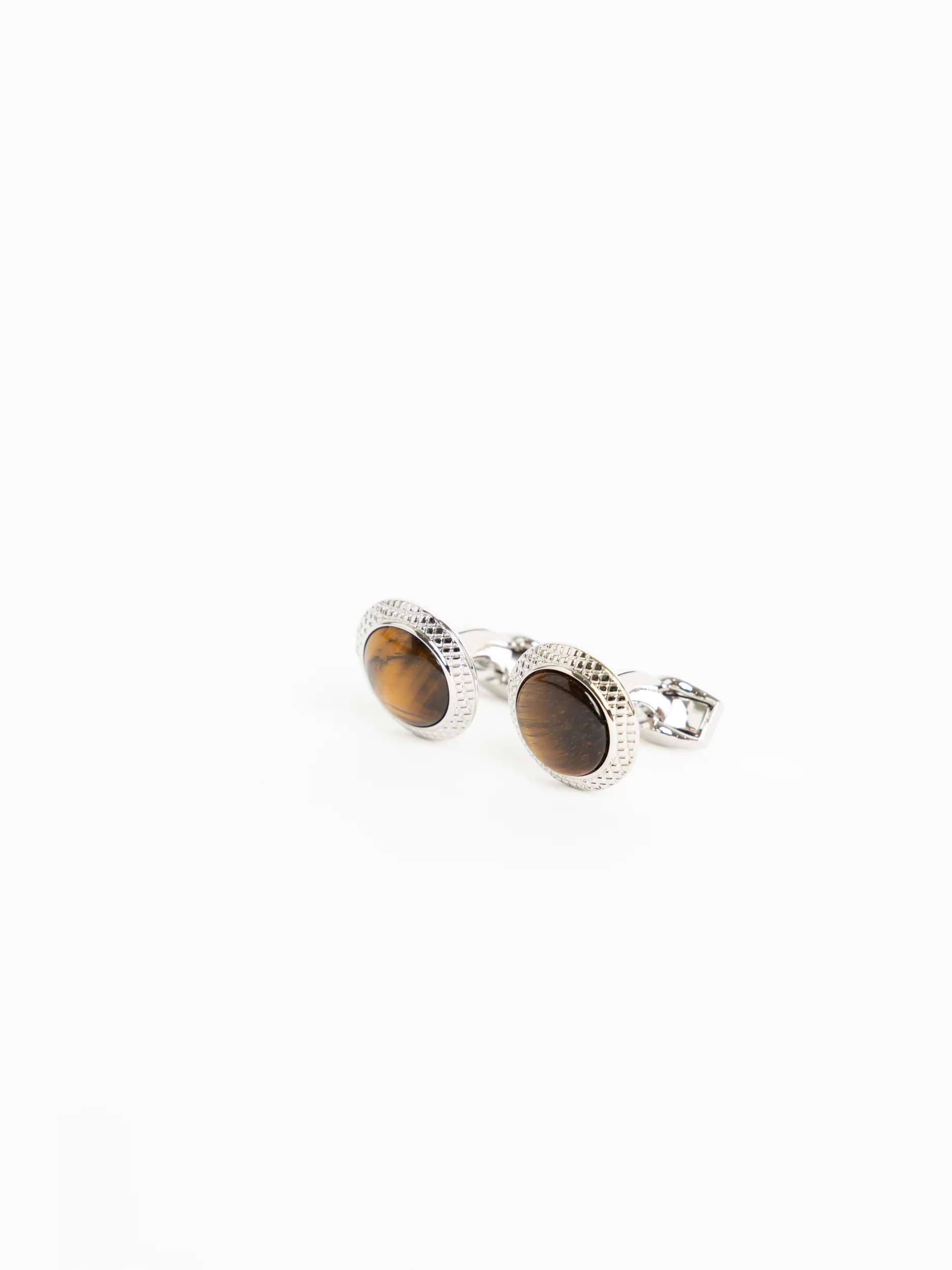 Caramel Brown Tiger Eye Bullseye Cufflinks - Image 2